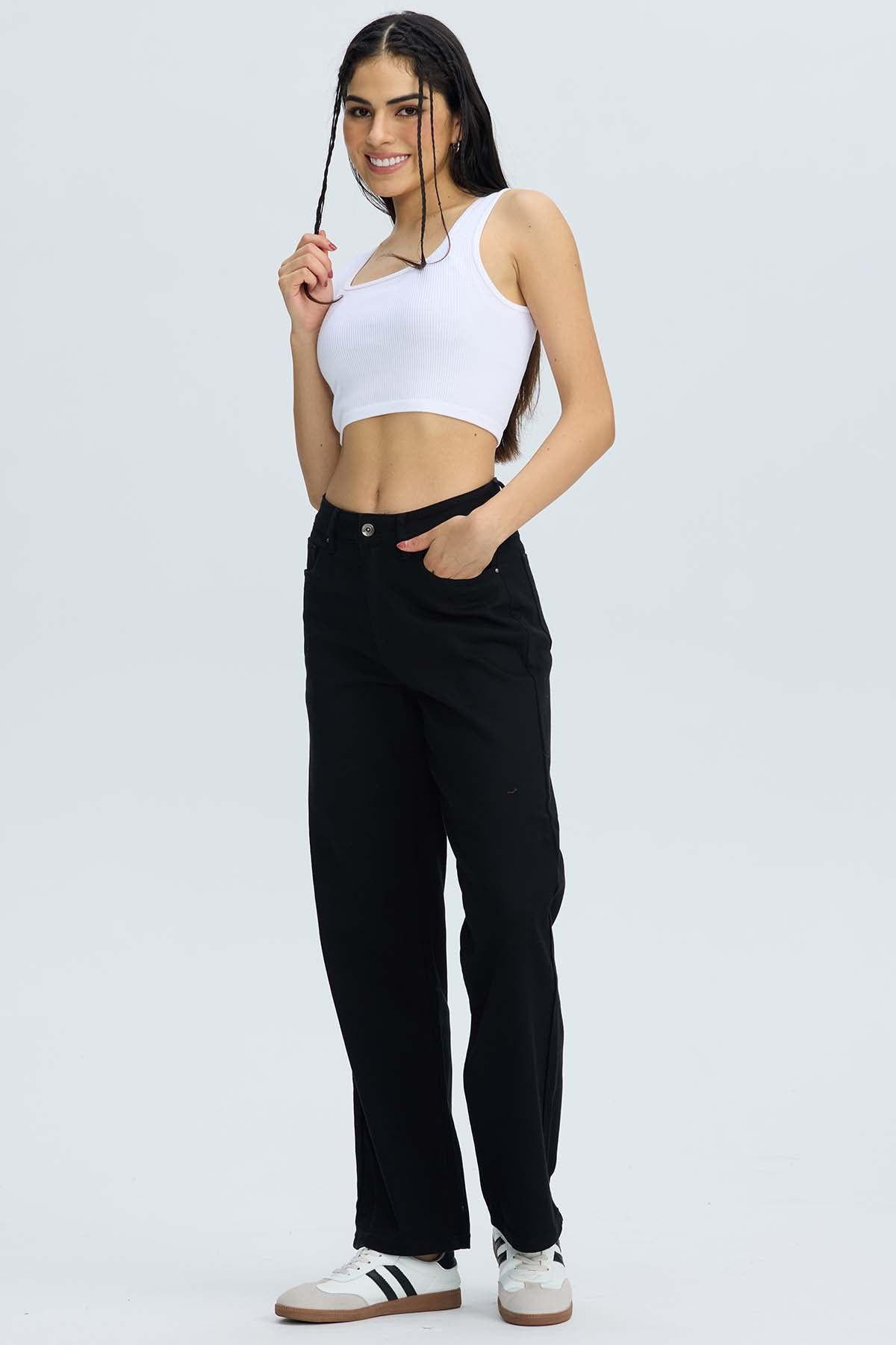Jeans Mujer Calce Recto Negro-3