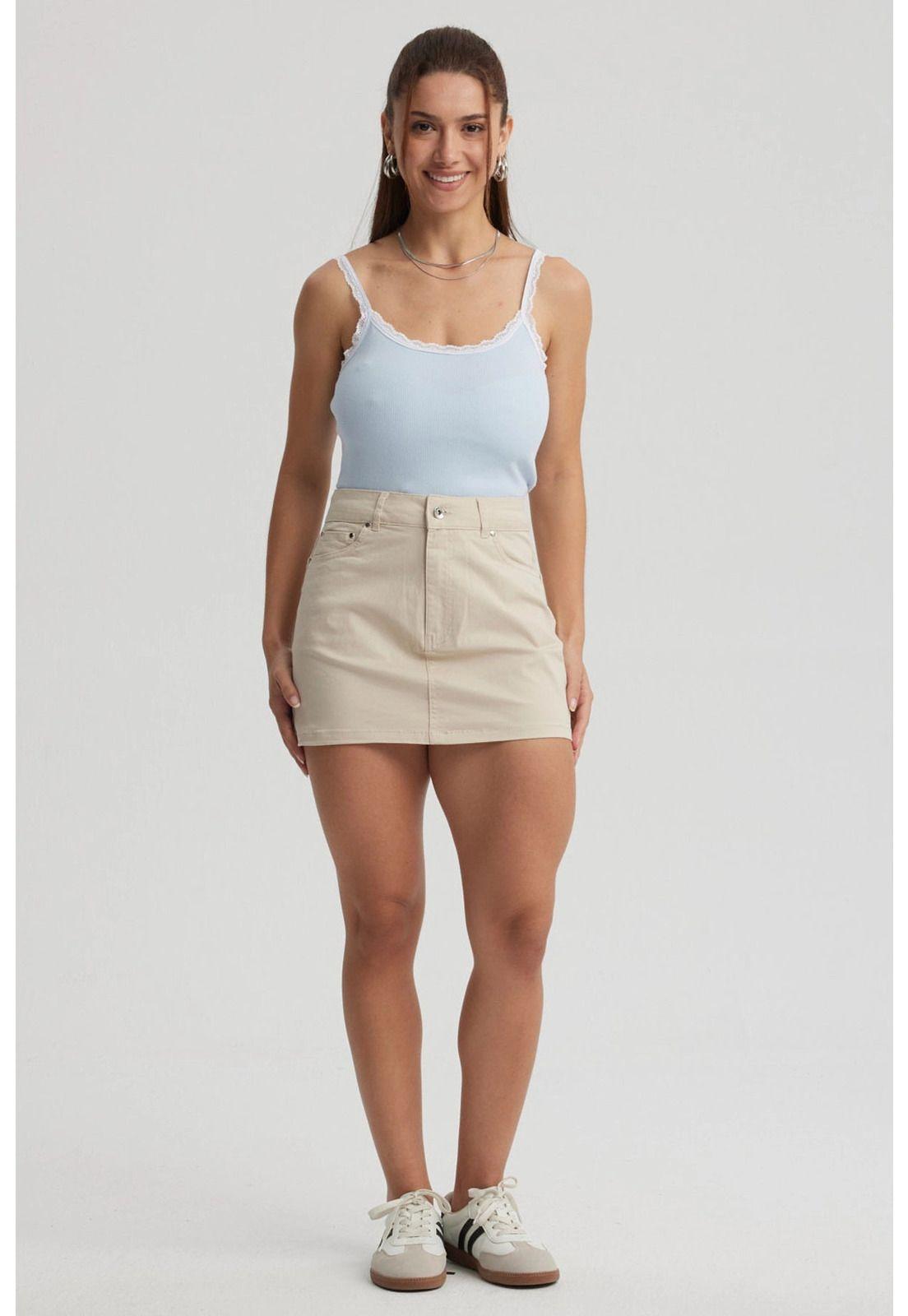 Falda Mujer Contraste Verde Olivo-3