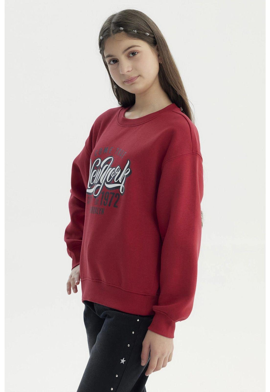 Polerón Niña Básico Print Rojo Oscuro-1