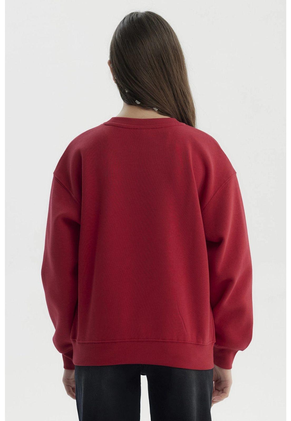 Polerón Niña Básico Print Rojo Oscuro-2