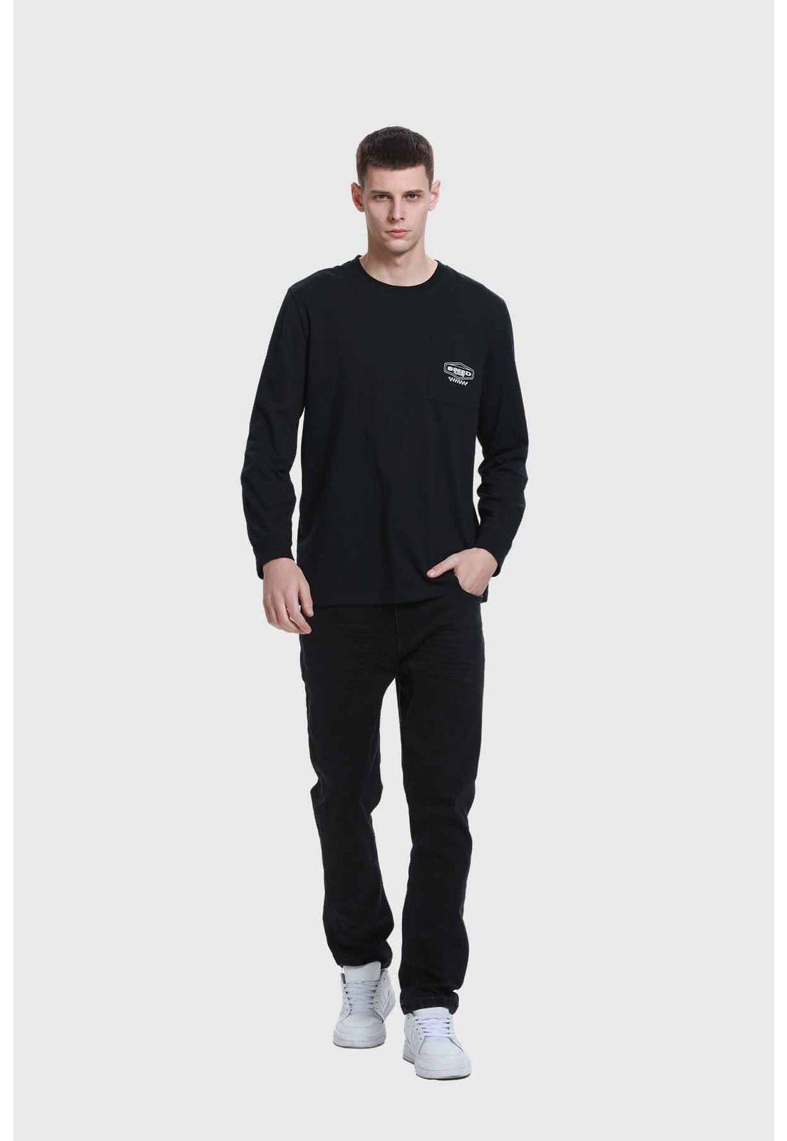 Polera Hombre Con Bolsillo Negro - ll-3
