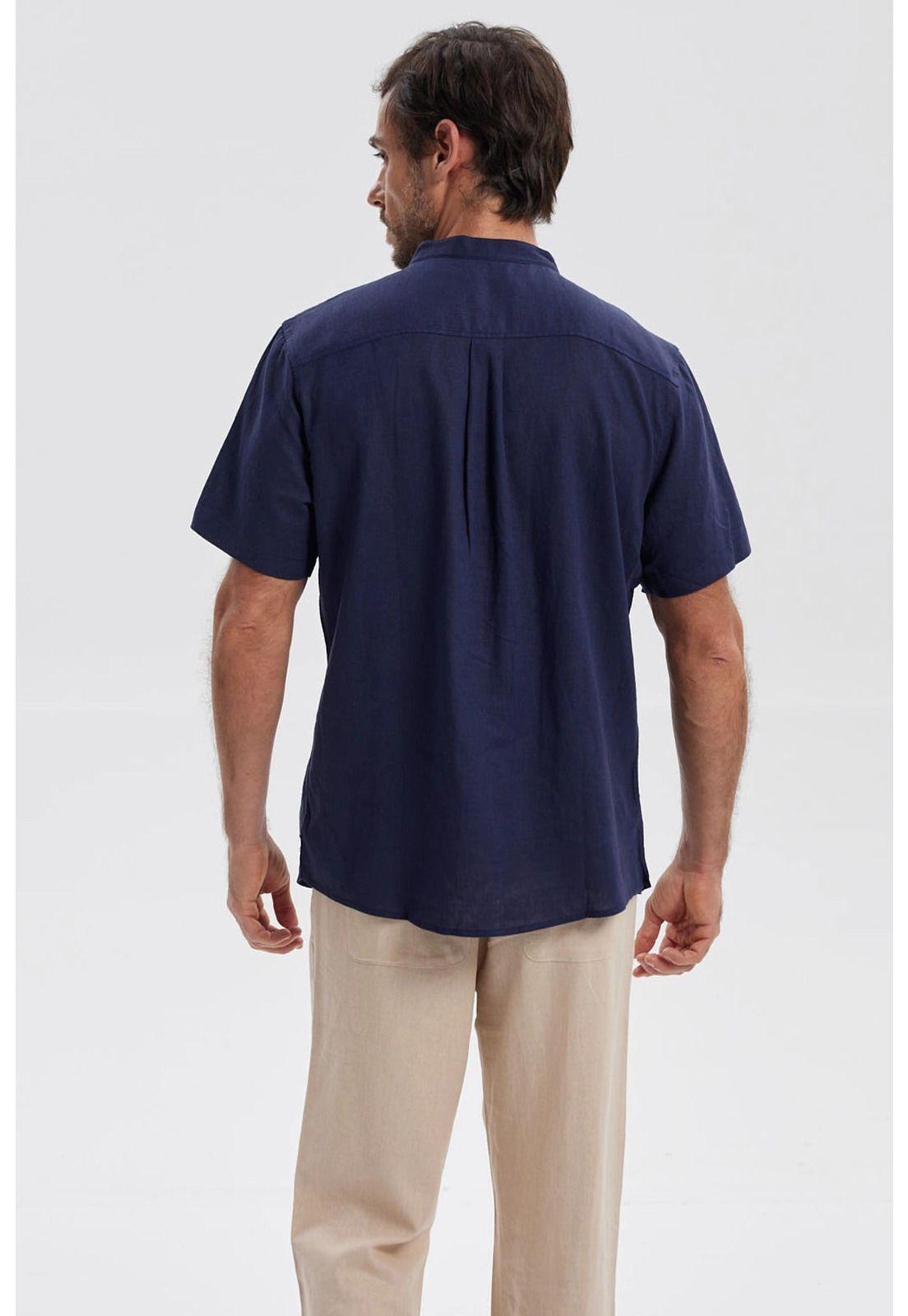 Camisa Hombre Lino Azul Marino - ll-2