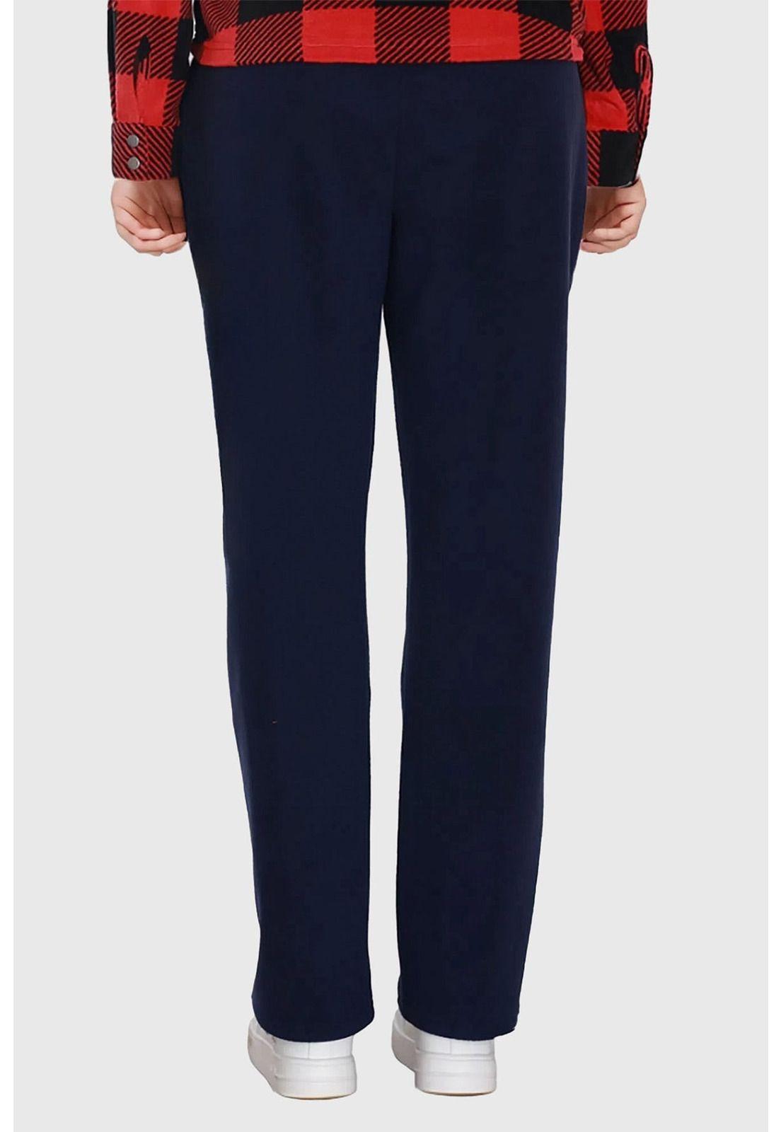 Pantalón Buzo Mujer Recto Micro Polar Azul-1