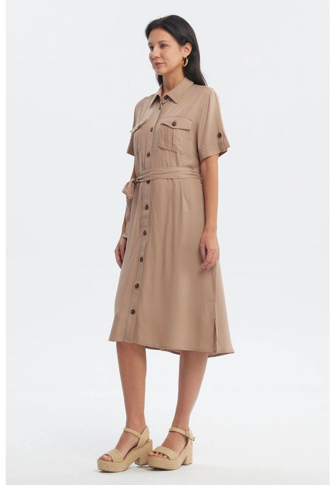 Vestido Mujer Abotonados Café-1