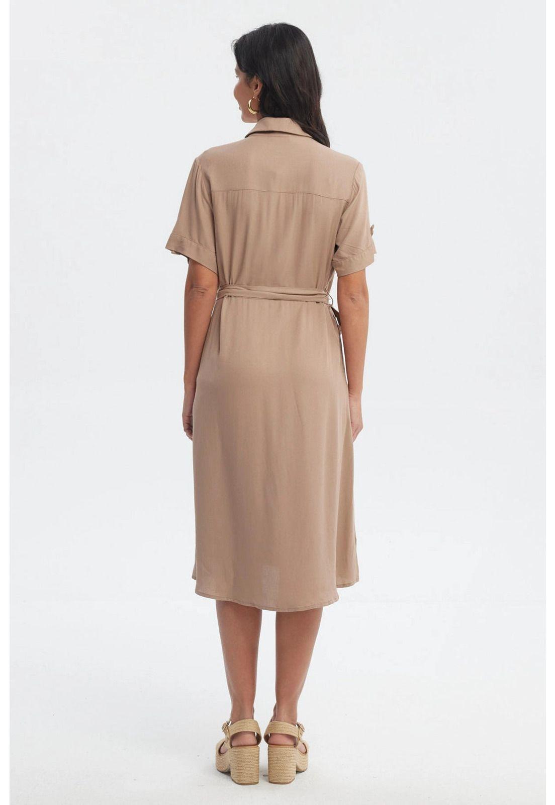 Vestido Mujer Abotonados Café-2