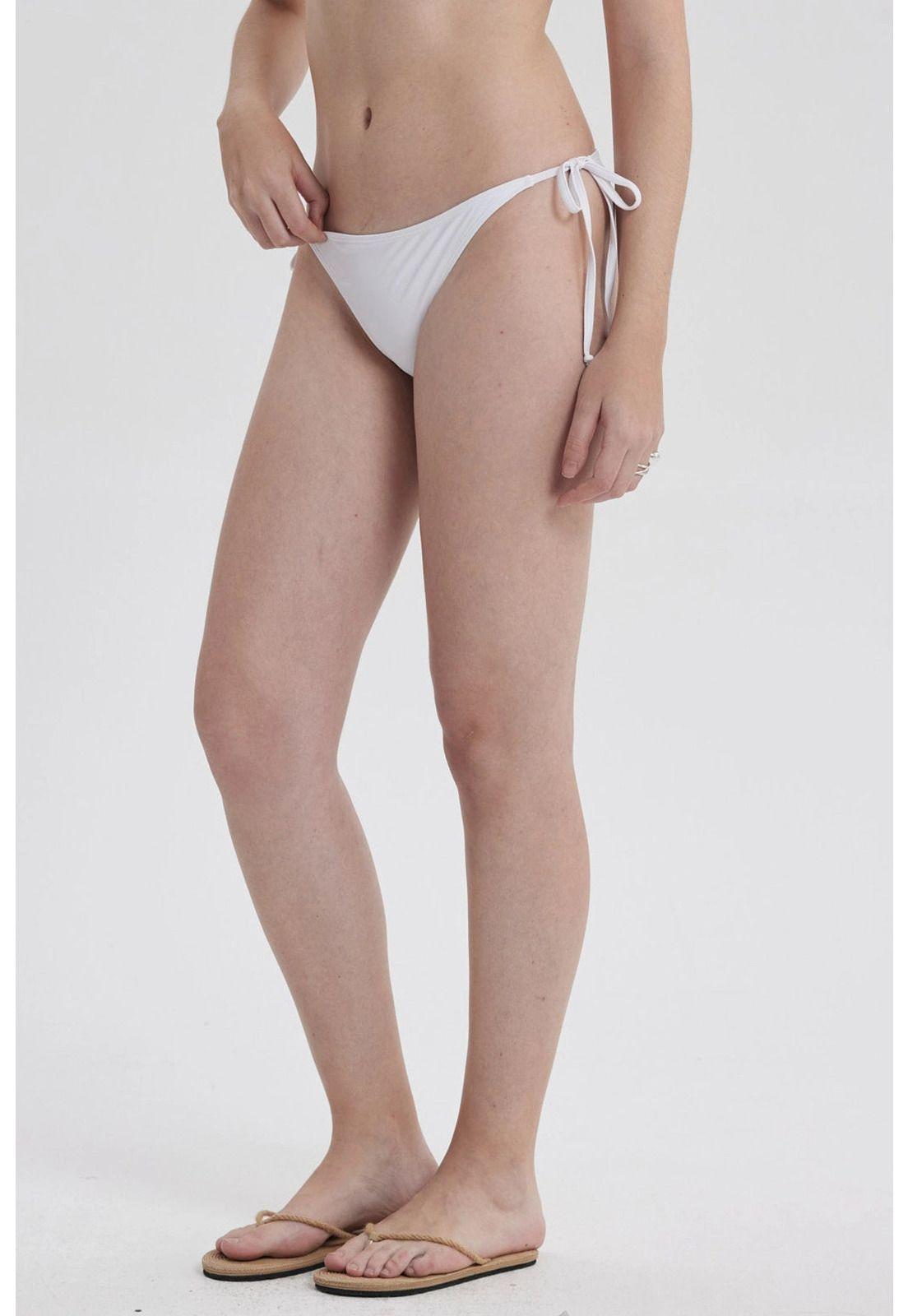 Traje De Baño Mujer Calzón Bikini Lazo Blanco-2