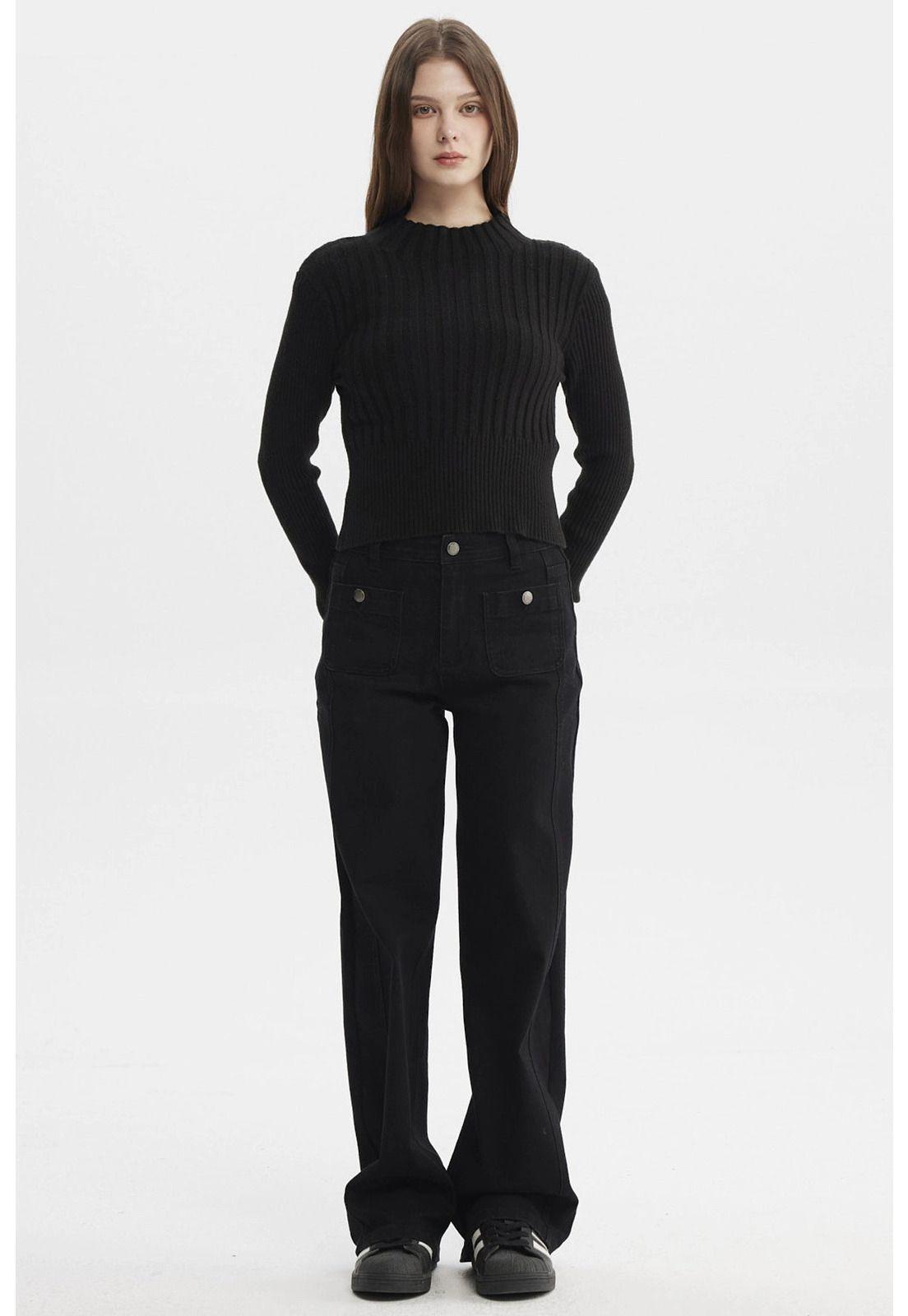 Sweater Mujer Slim Tejido Negro-3