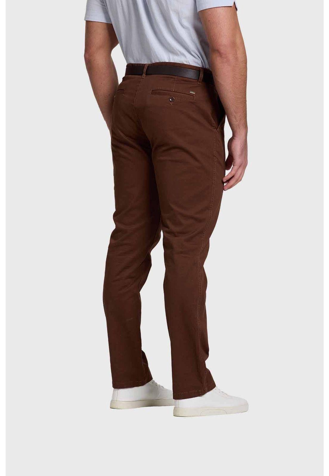 Pantalón Hombre Chino Cinturón Café - ll-2
