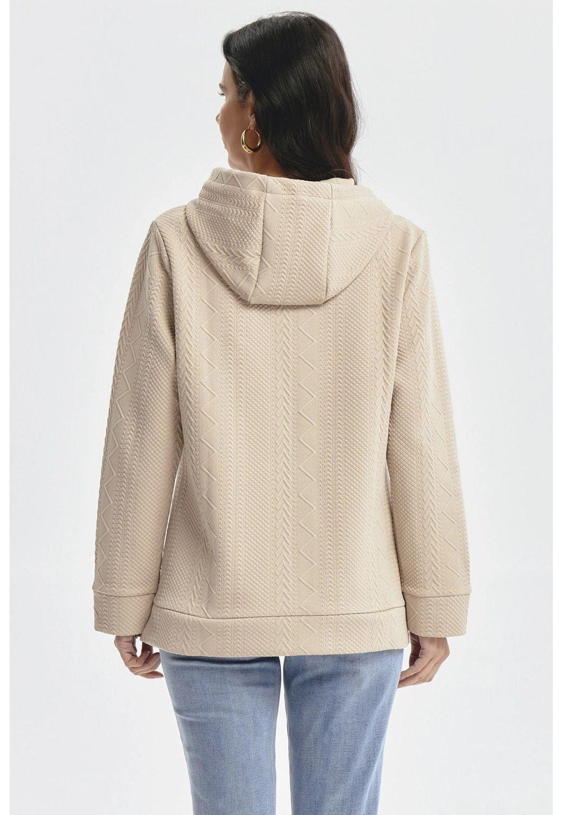 Polerón Mujer Canguro Textura Beige-2