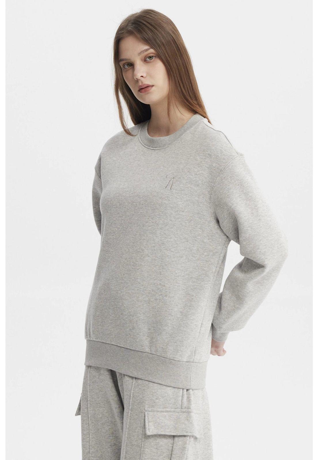 Polerón Mujer Liso Gris Melange Claro-1