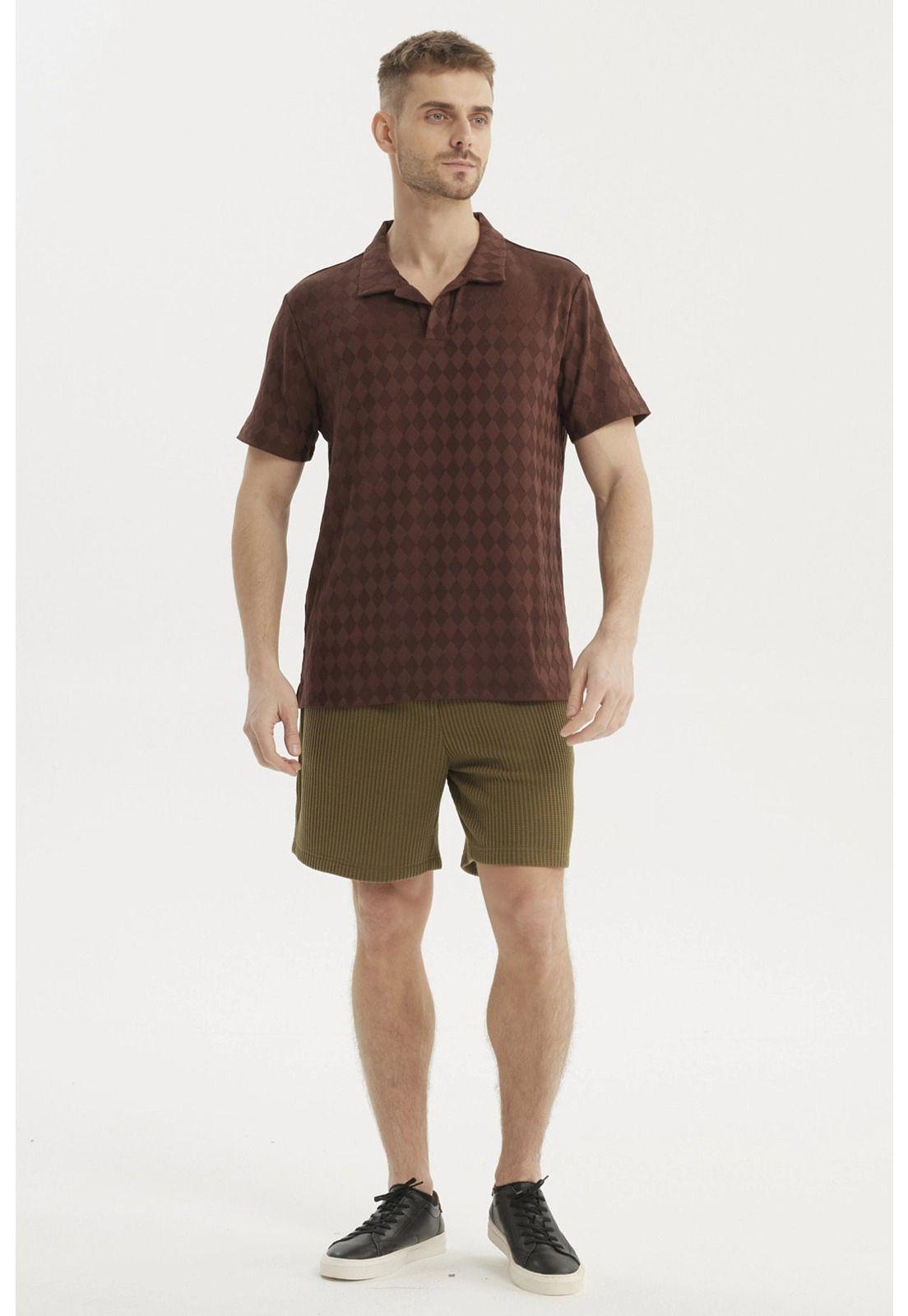 Polera Hombre Slim Cuello Camisero Chocolate- ll-3