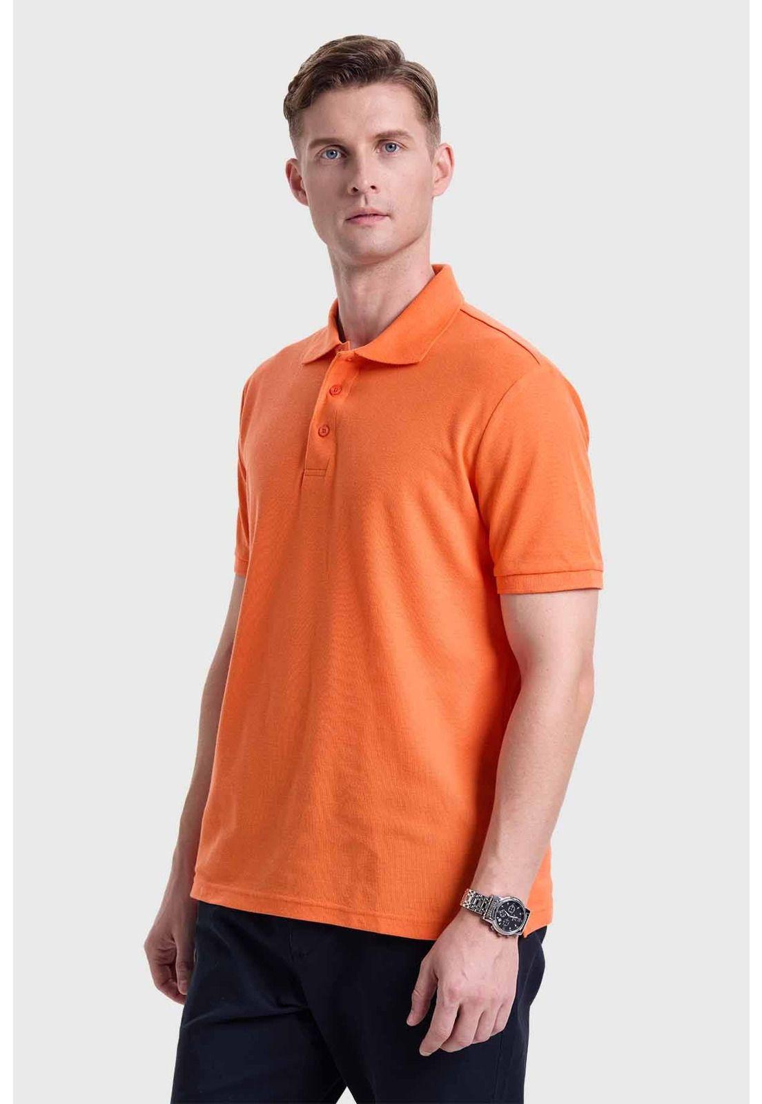 Polera Hombre Piqué Básica Naranjo-1