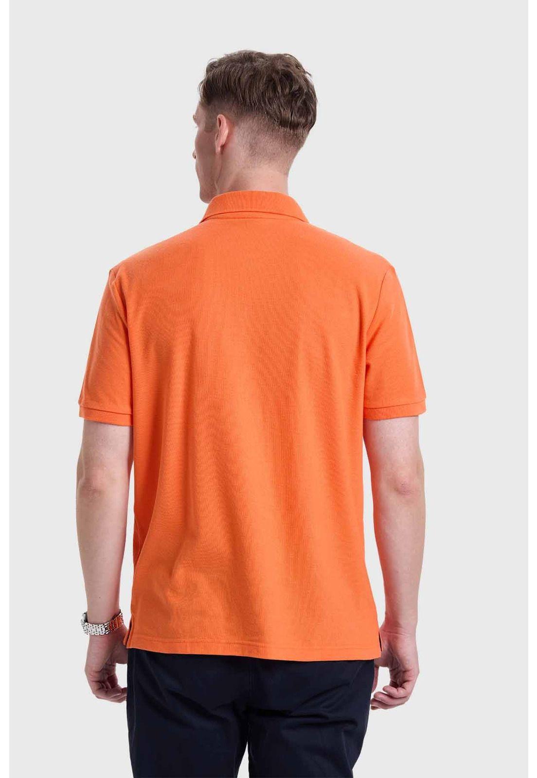 Polera Hombre Piqué Básica Naranjo-2