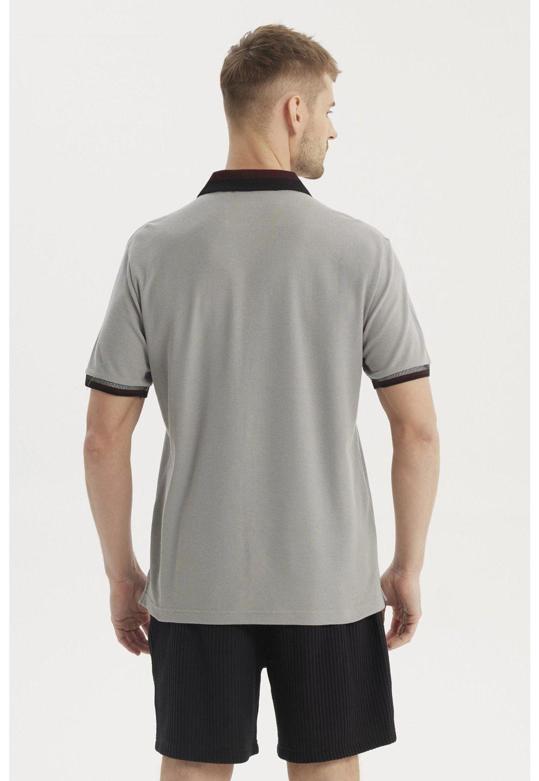 Polera Hombre Cuello Polo Gris-2