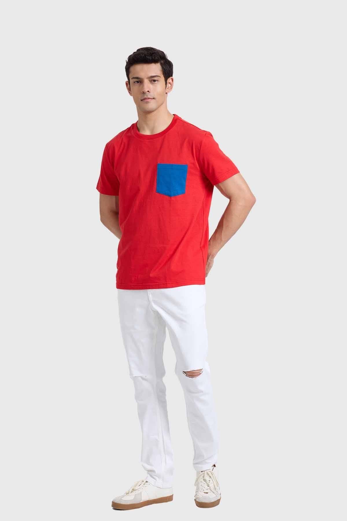 Polera Hombre Con Bolsillo Rojo-3