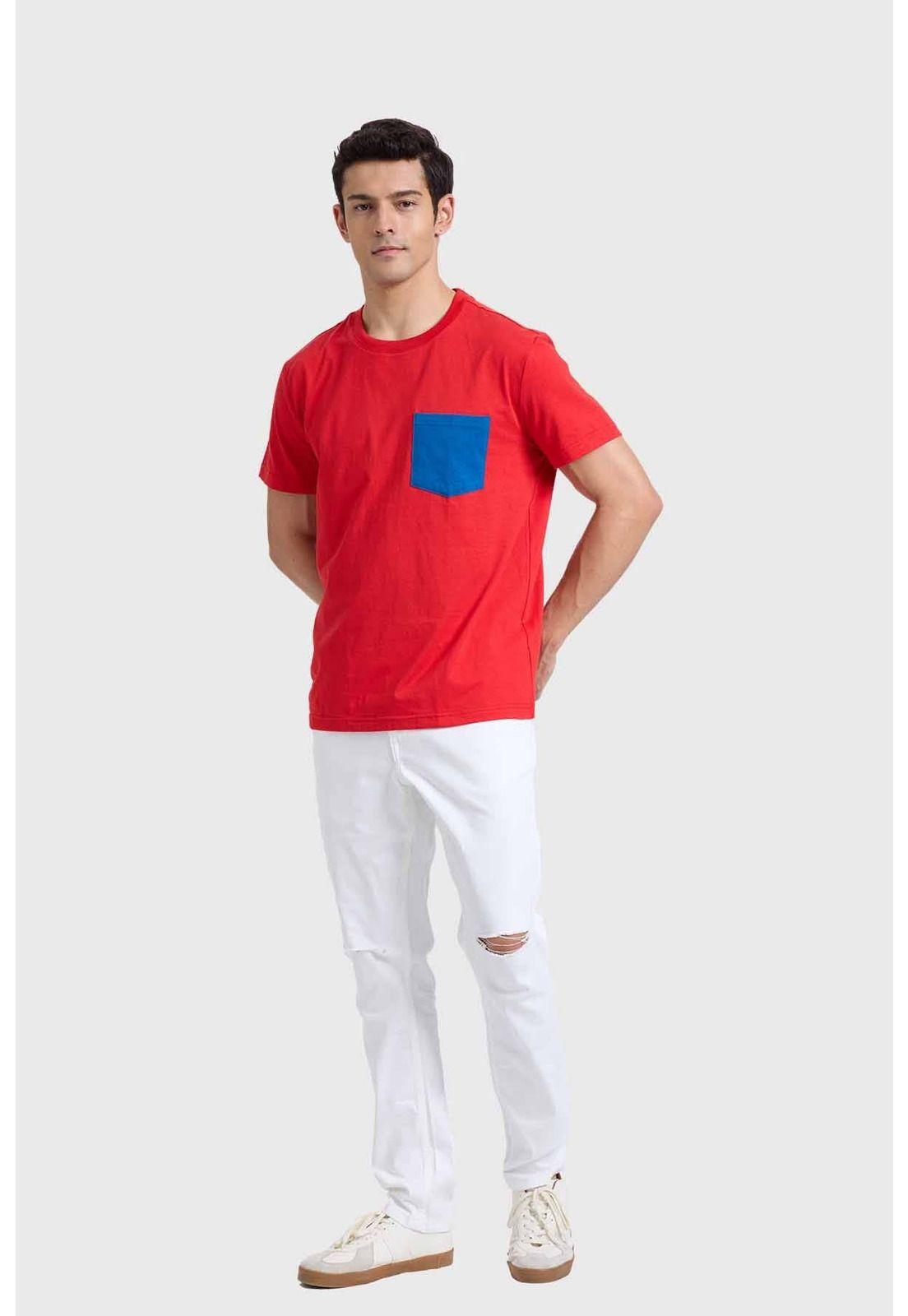 Polera Hombre Con Bolsillo Rojo-3