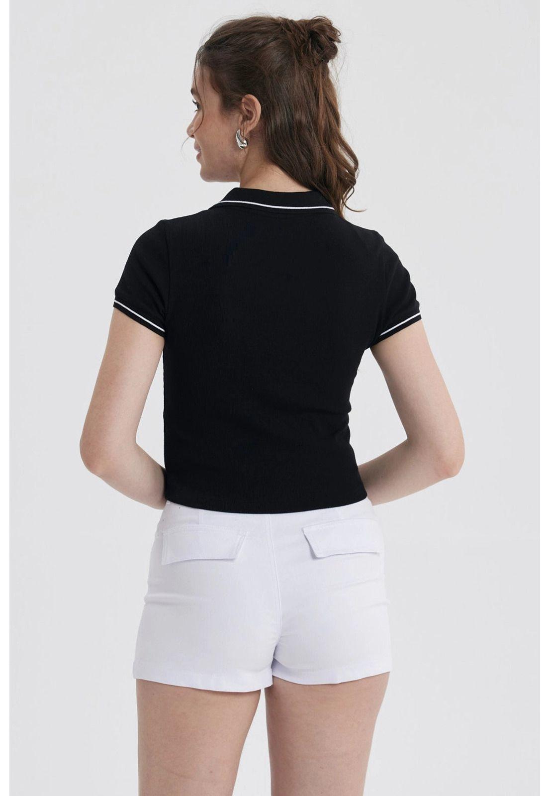 Polera Mujer Escote V Negro-2