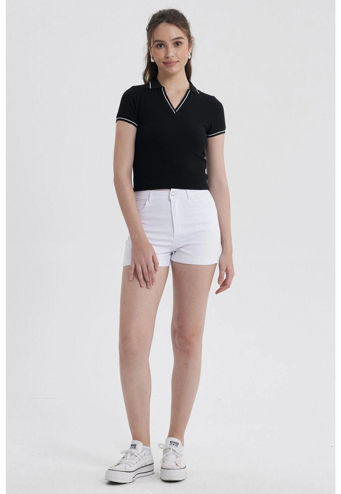 Polera Mujer Escote V Negro-3