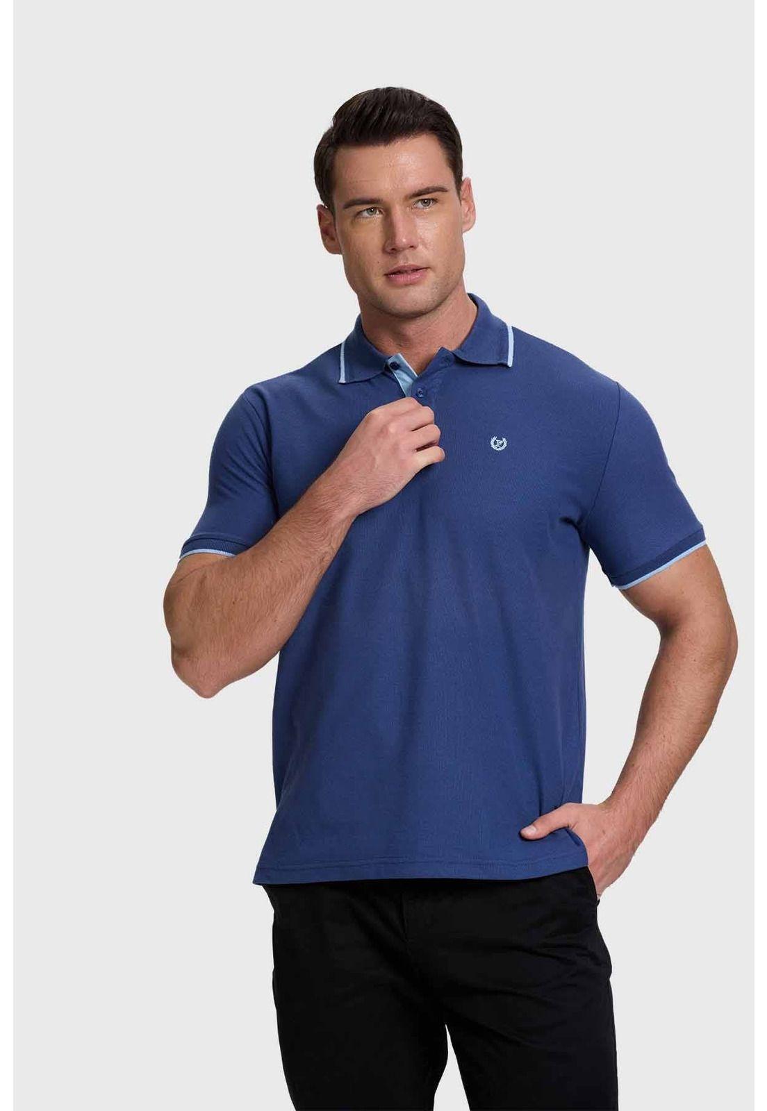Polera Hombre Piqué Básica Azul - V-1