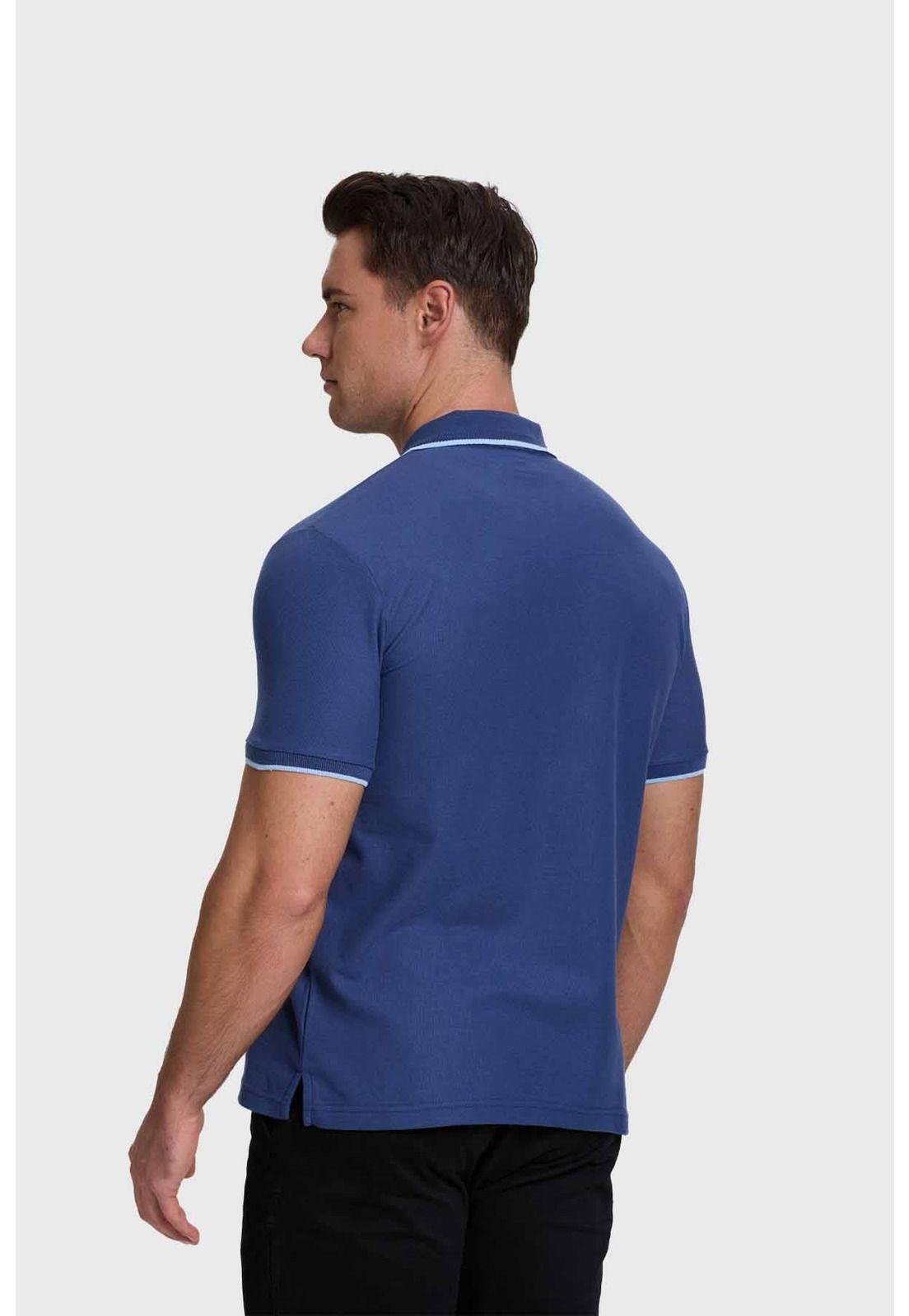 Polera Hombre Piqué Básica Azul - V-2