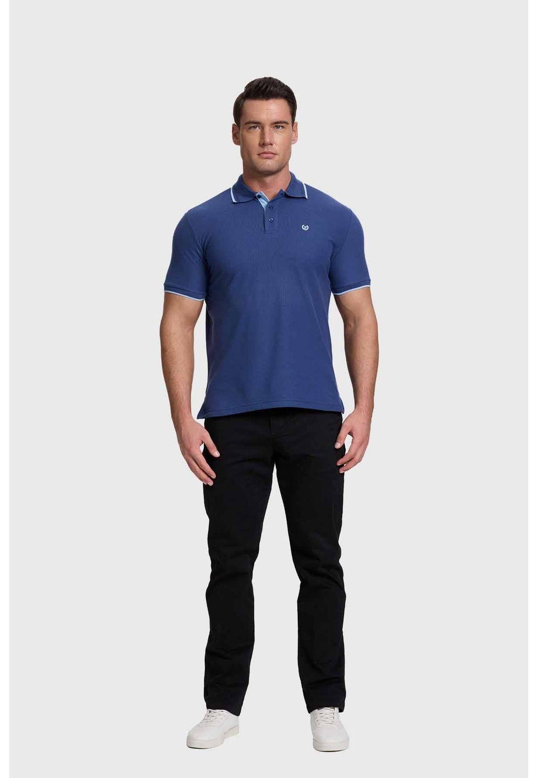 Polera Hombre Piqué Básica Azul - V-3