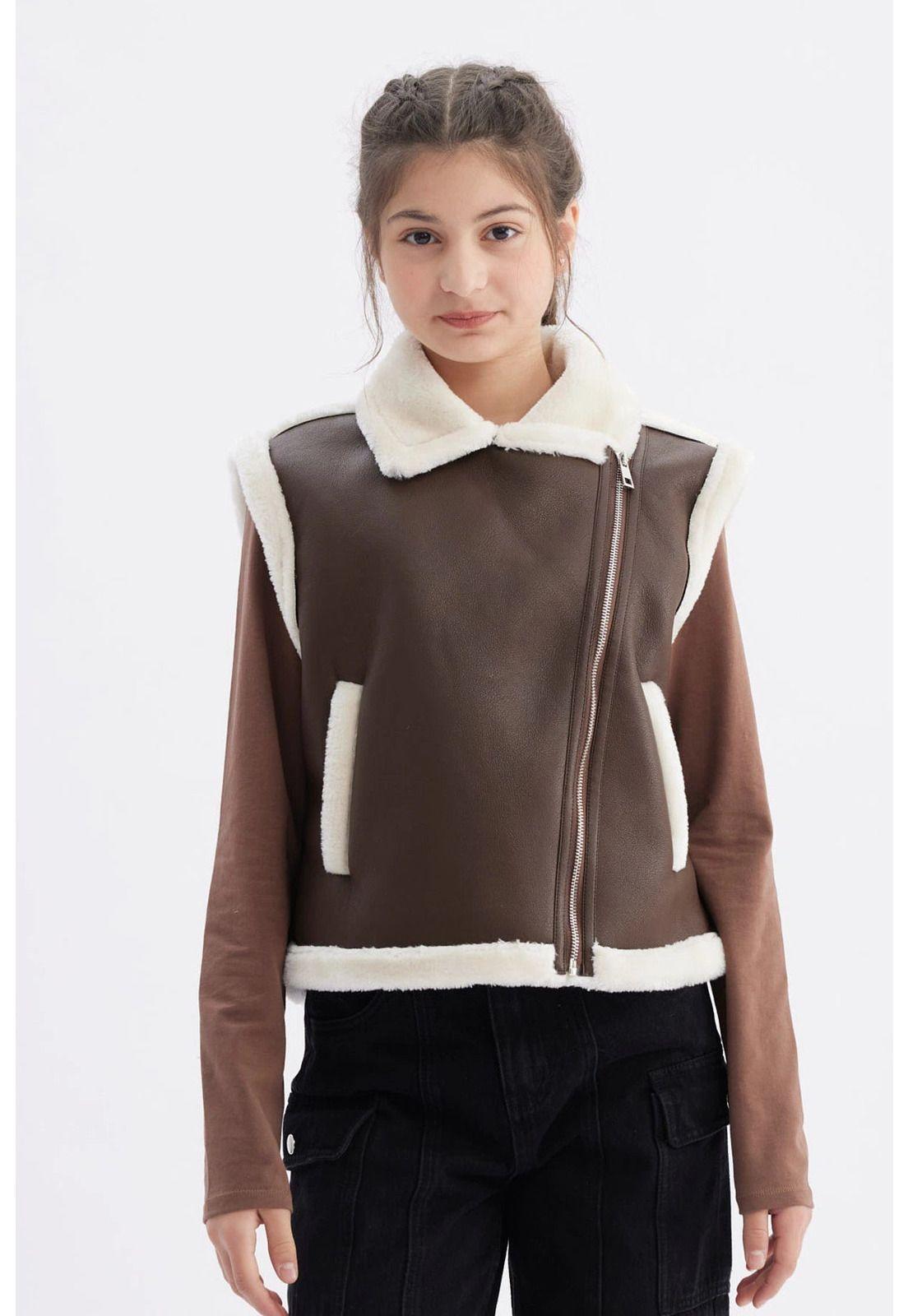 Chaqueta Niña Biker Café-0