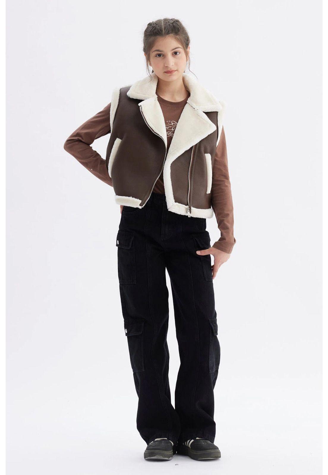 Chaqueta Niña Biker Café-3