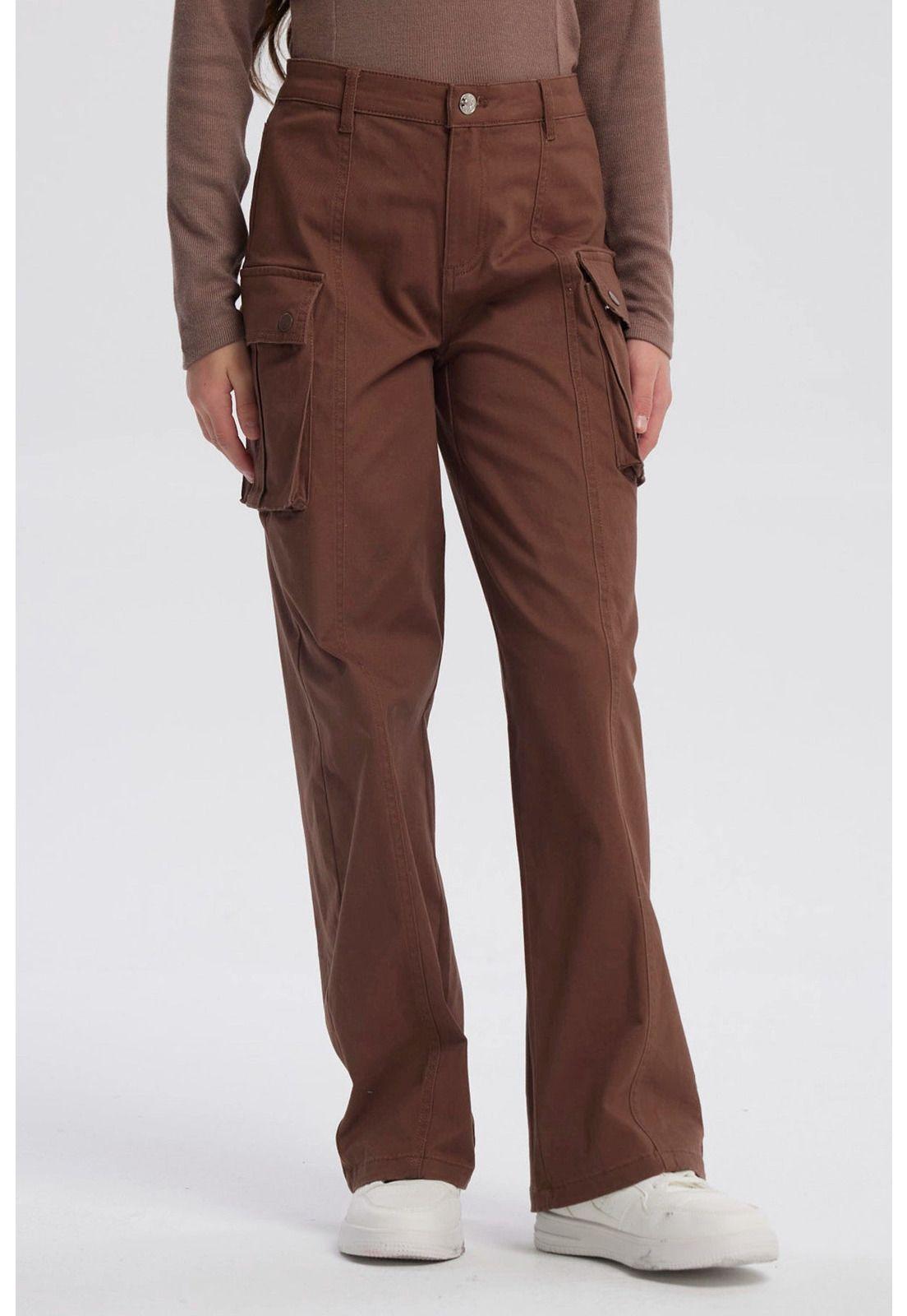 Pantalón Niña Wide Leg Café-0