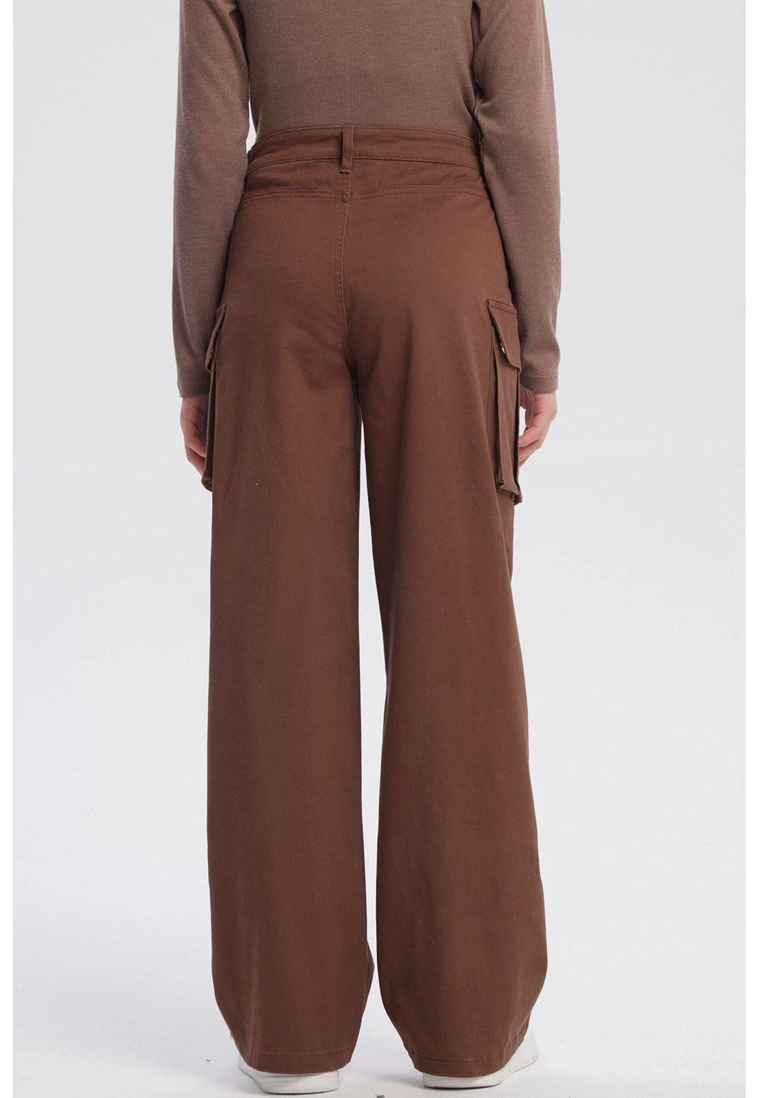 Pantalón Niña Wide Leg Café-2
