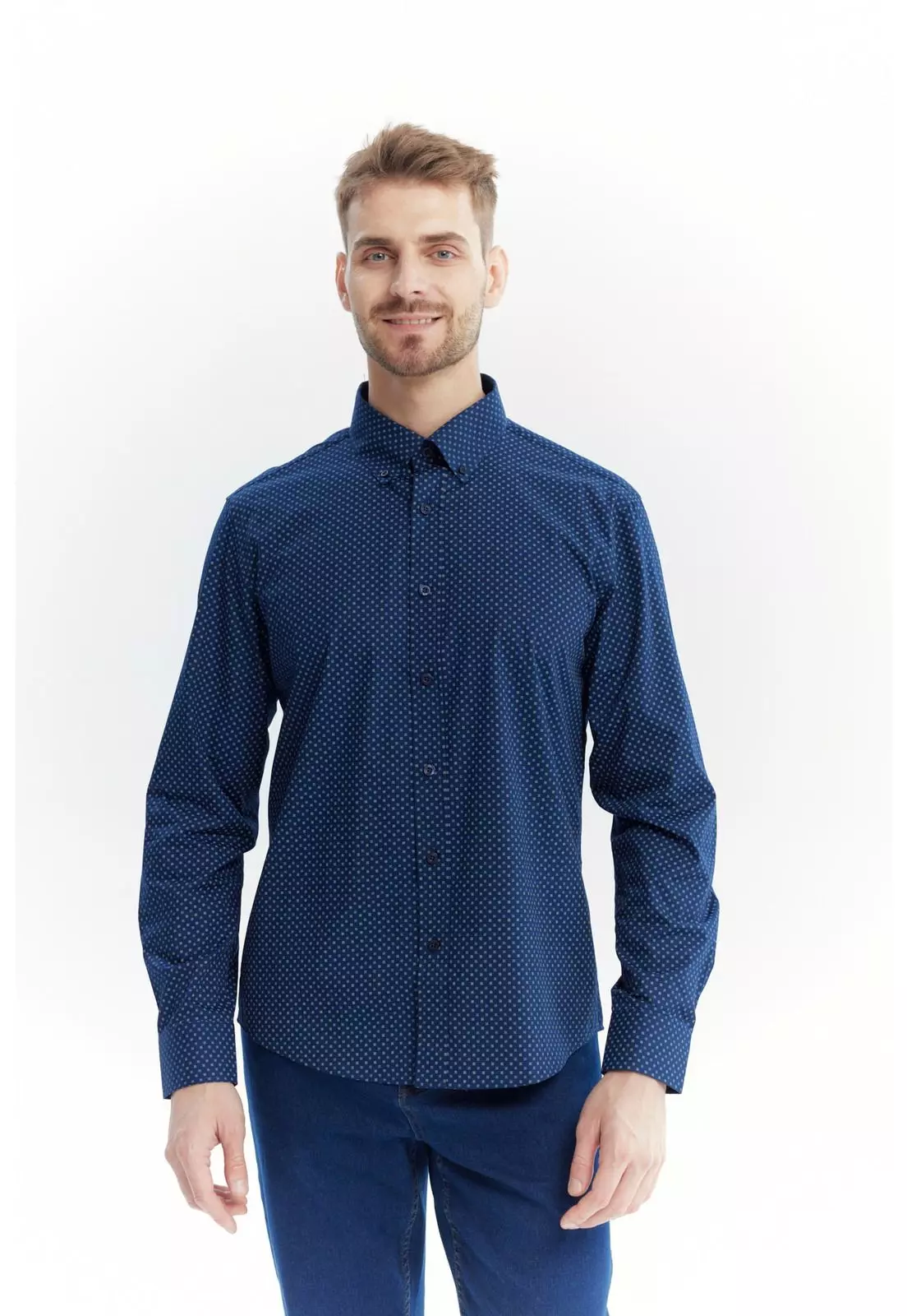 Camisa Hombre Regular Azul Marino-0