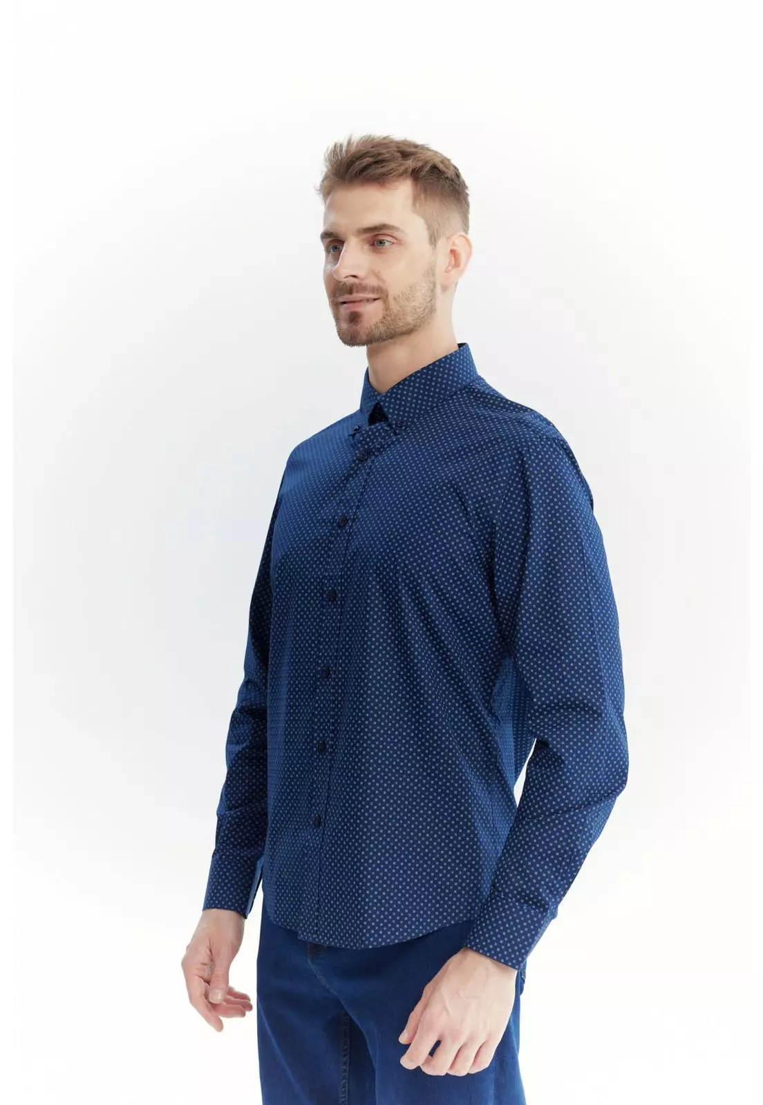 Camisa Hombre Regular Azul Marino-1