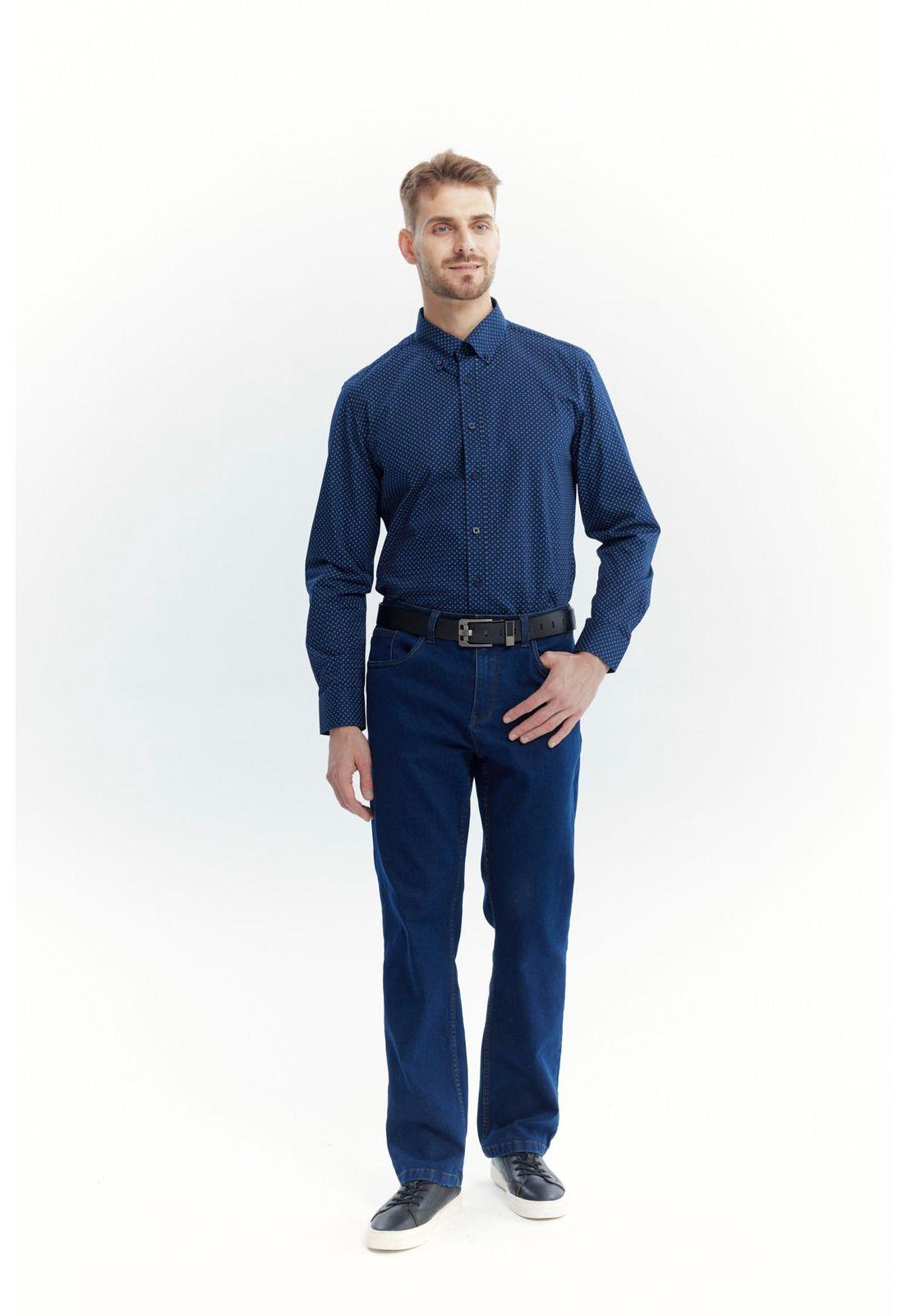Camisa Hombre Regular Azul Marino-3