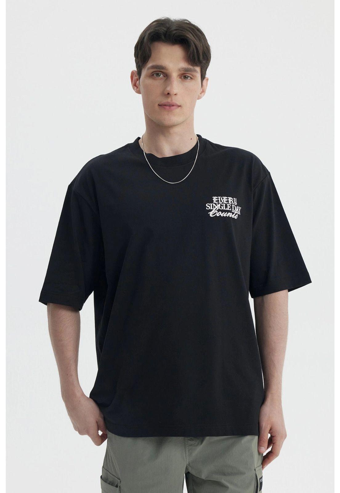 Polera Hombre Oversize Negro- ll-0