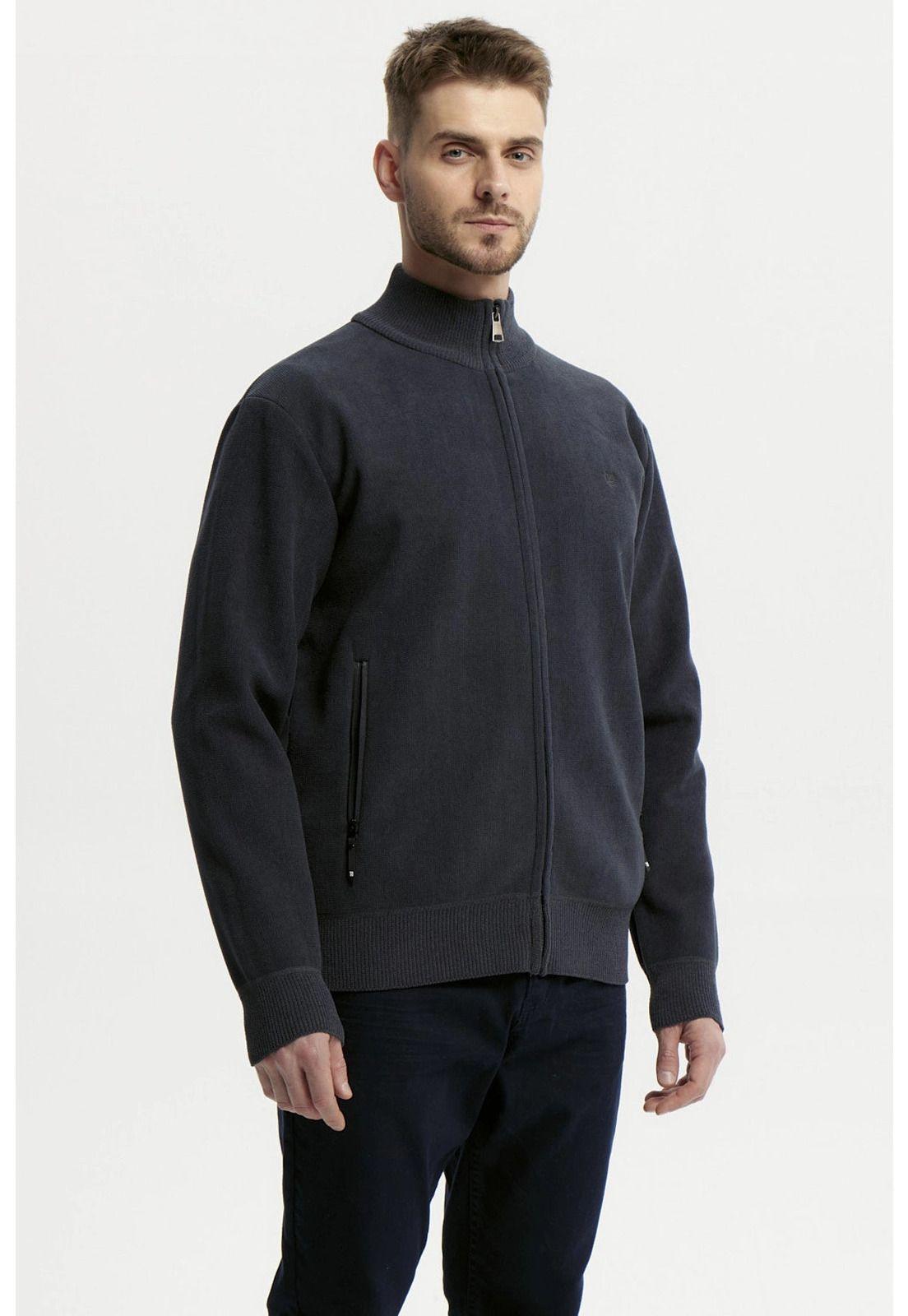 Sweater Hombre Cuello Con Cierre Azul Marino-1