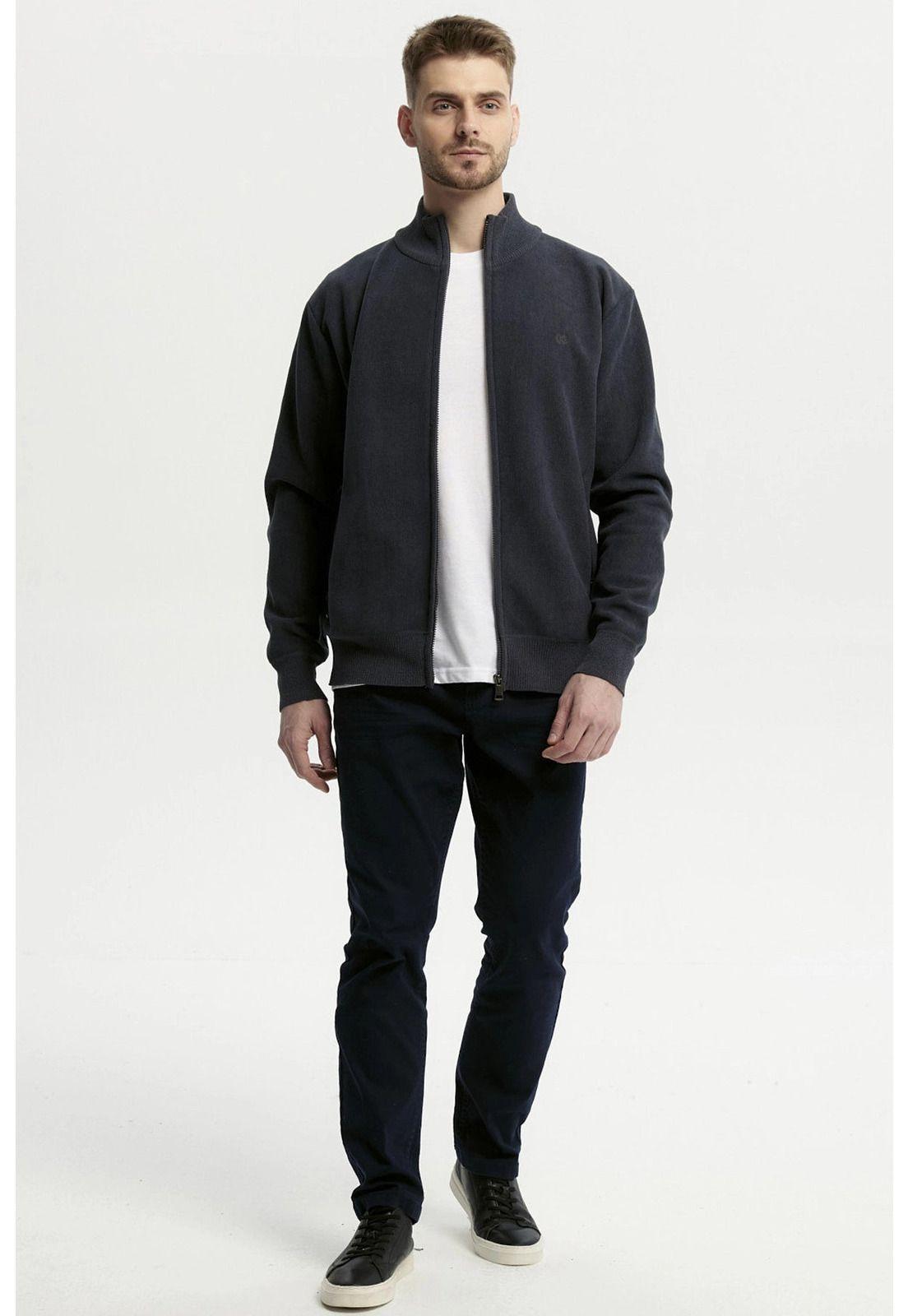 Sweater Hombre Cuello Con Cierre Azul Marino-3