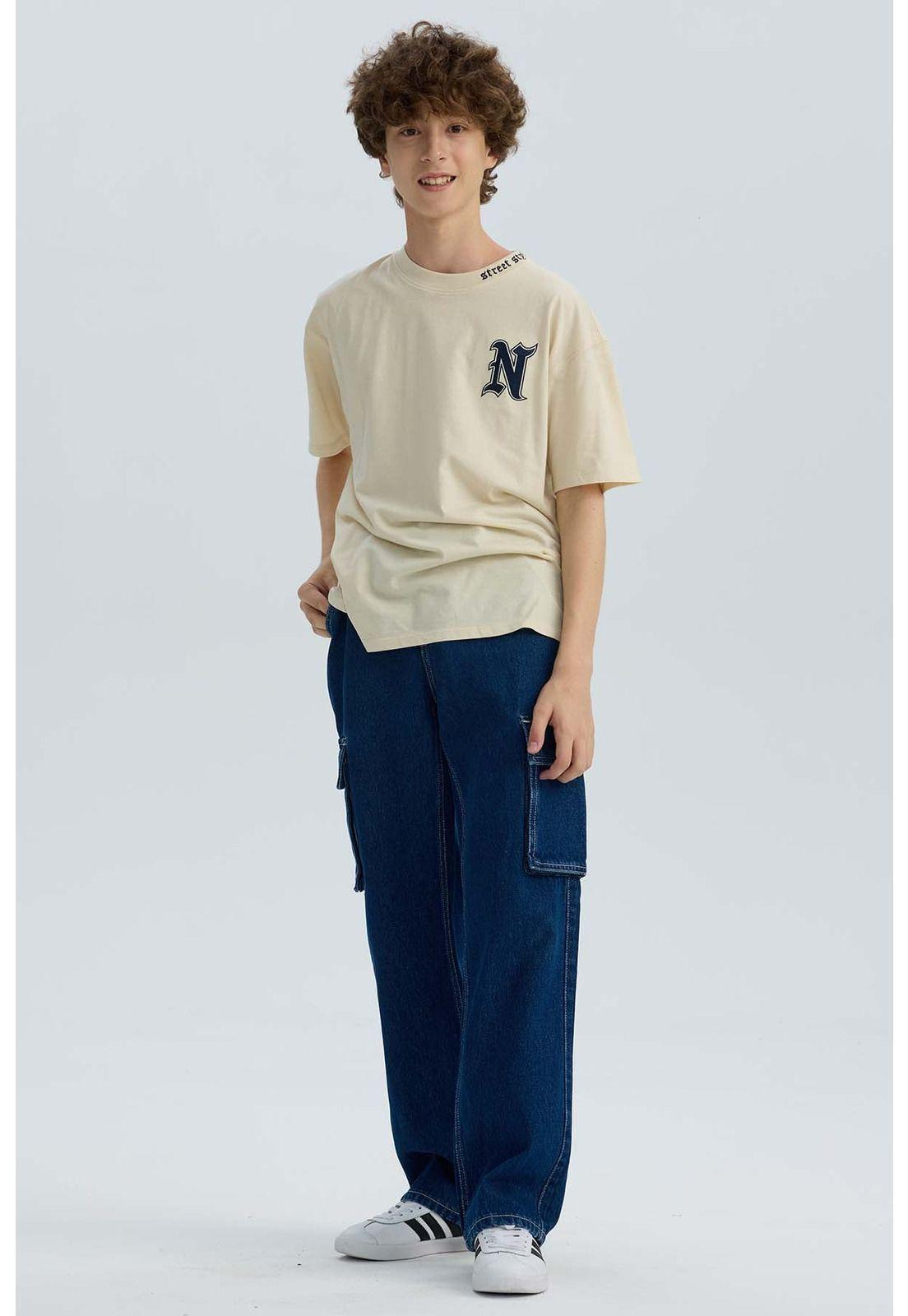 Polera Niño Cuello Bordado Crudo-3