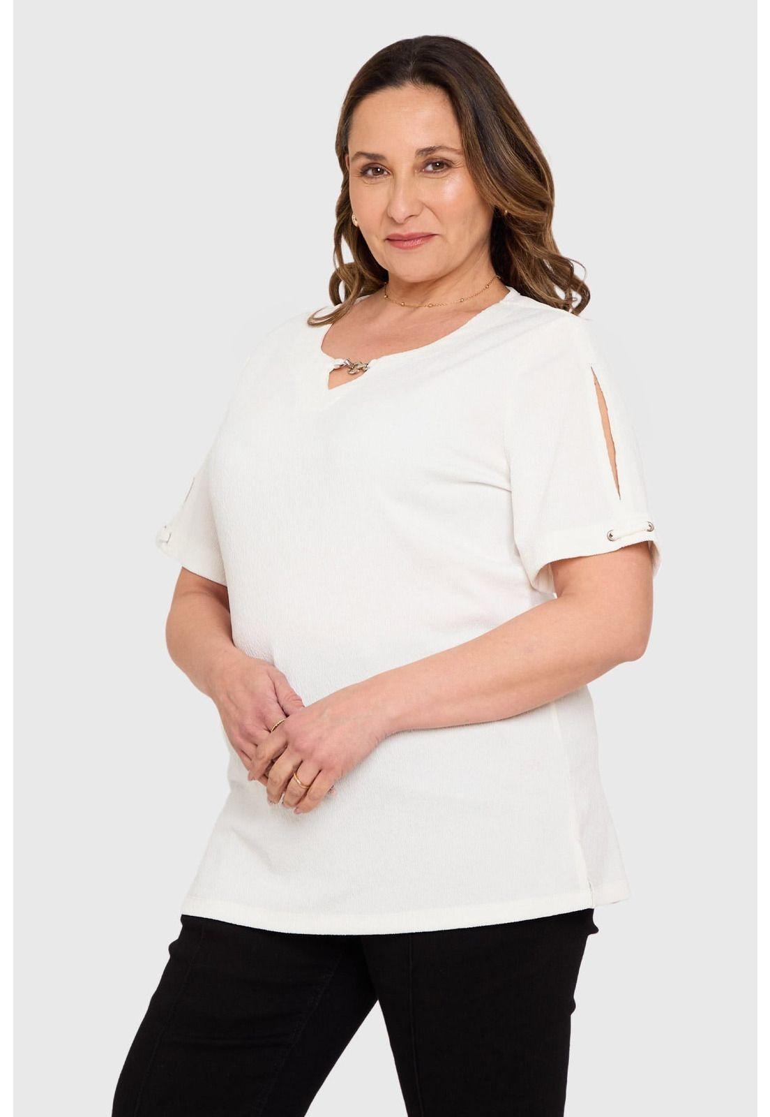 Polera Mujer Detalle Escote Crudo - lll-1
