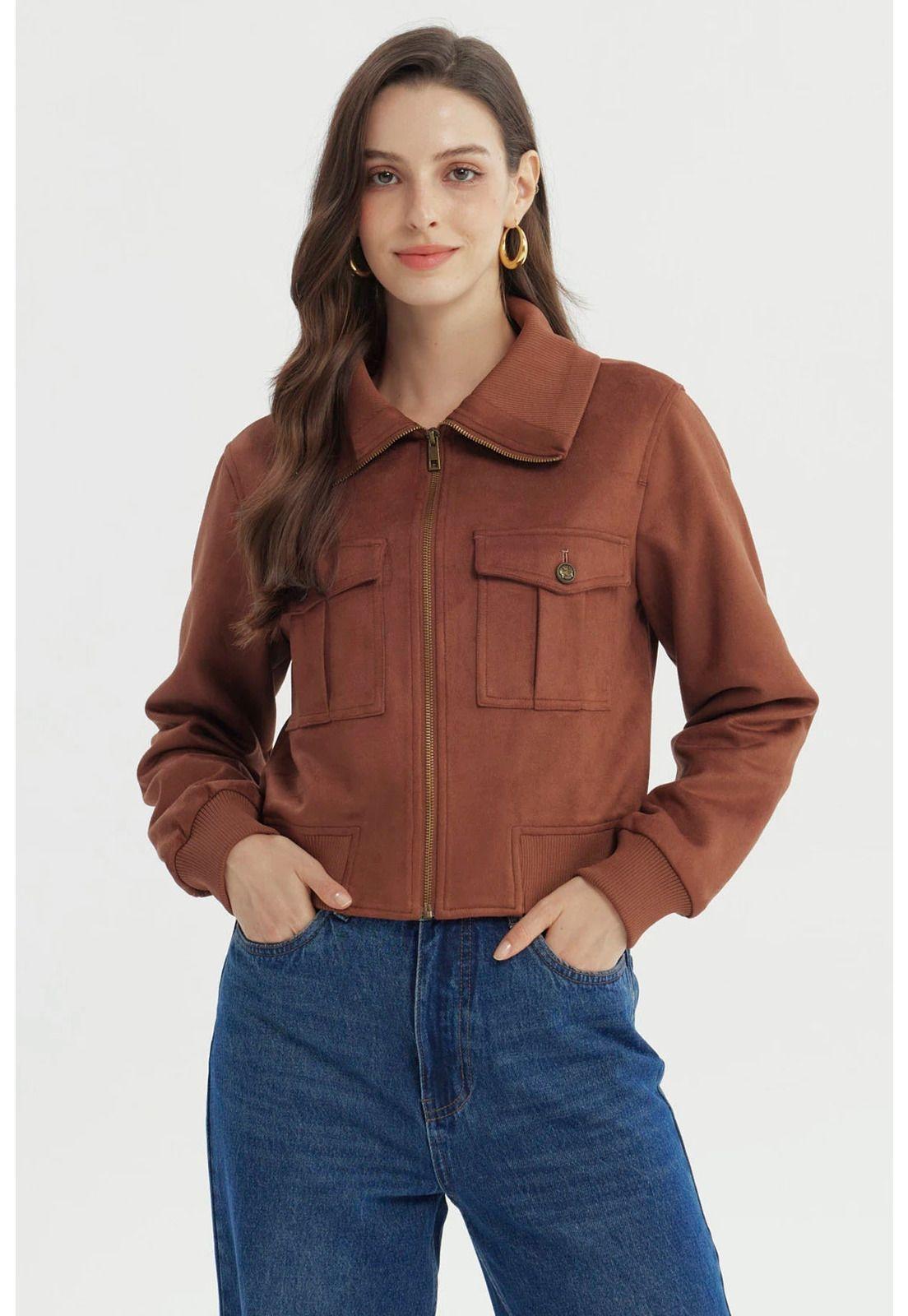 Chaqueta Mujer Slim Camel - ll-0