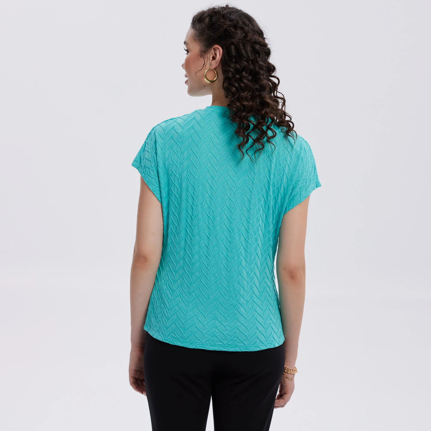 Polera Mujer Abertura Costado Aqua-3
