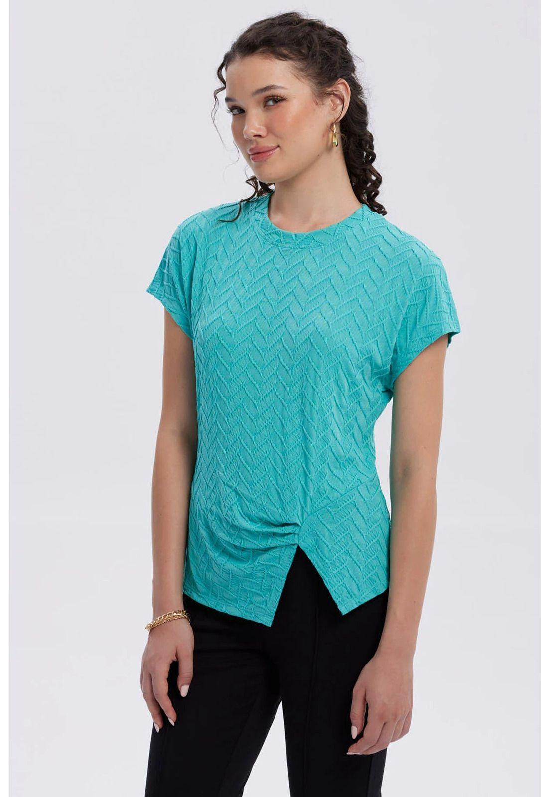 Polera Mujer Abertura Costado Aqua-1