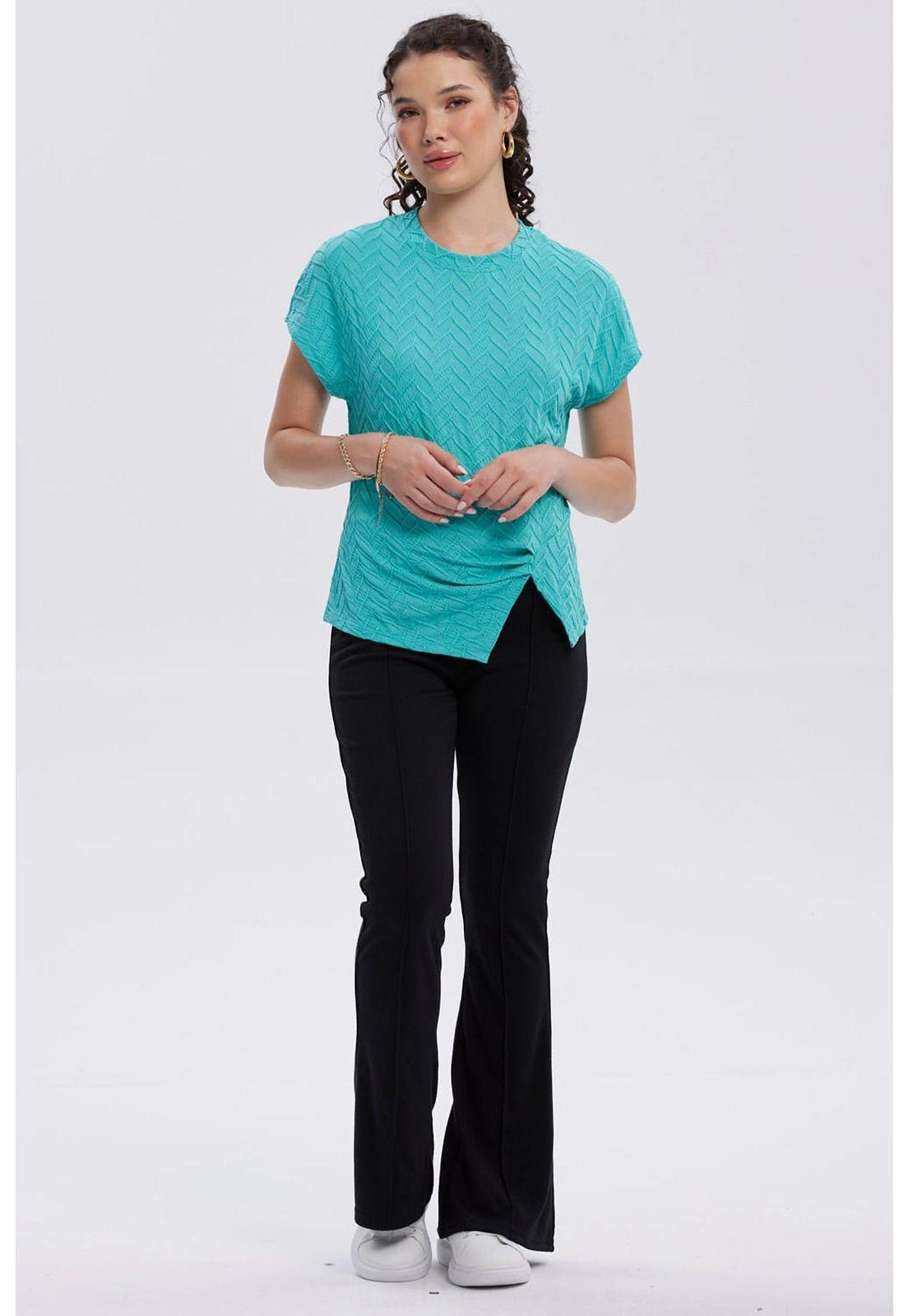 Polera Mujer Abertura Costado Aqua-3