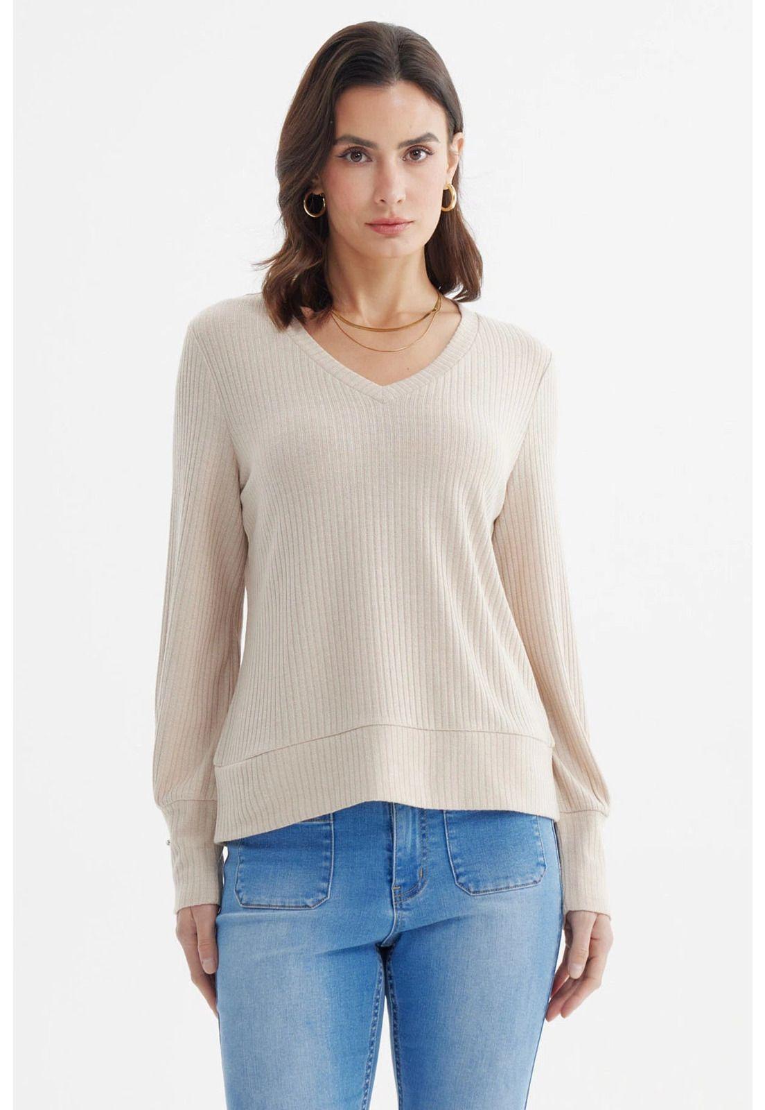 Sweater Mujer Ajustado Beige-0