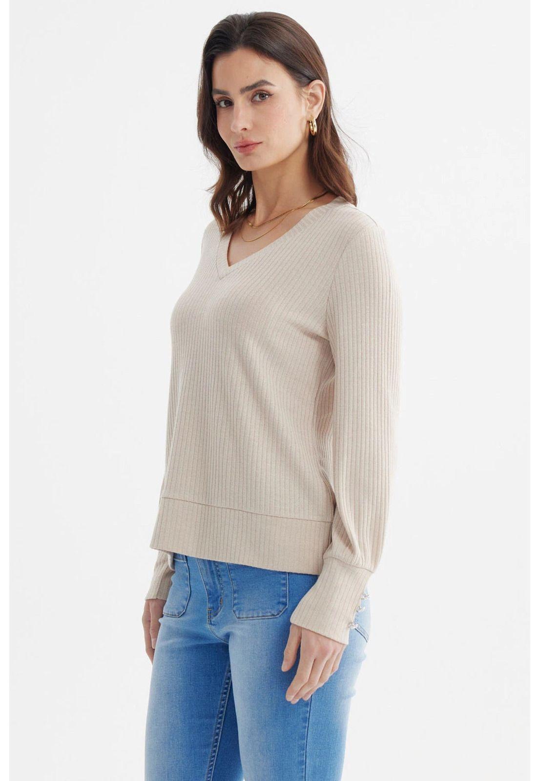 Sweater Mujer Ajustado Beige-1