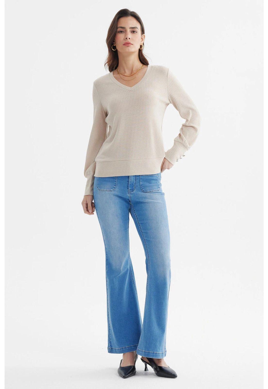 Sweater Mujer Ajustado Beige-3