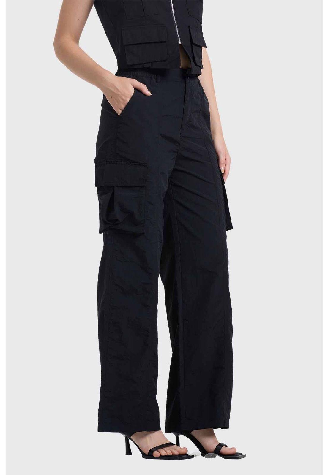 Pantalón Mujer Cargo Negro-1