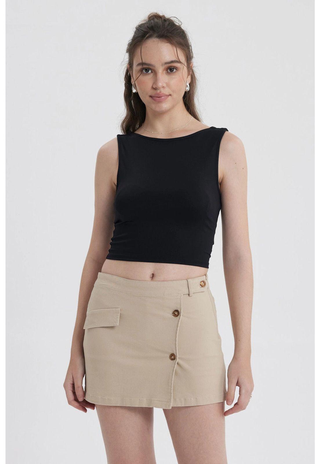 Polera Mujer Con Bote Abertura Negro-0