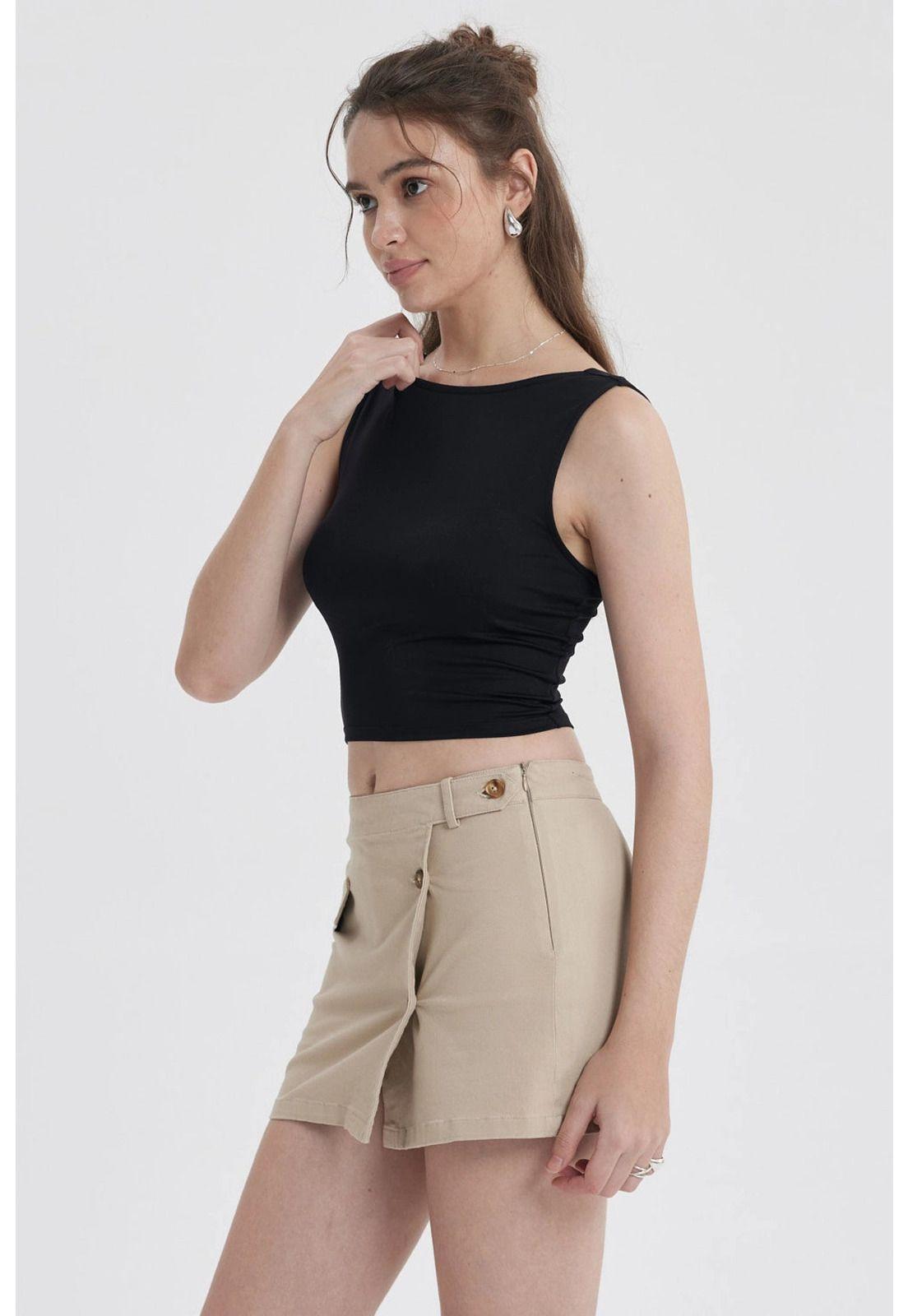 Polera Mujer Con Bote Abertura Negro-1