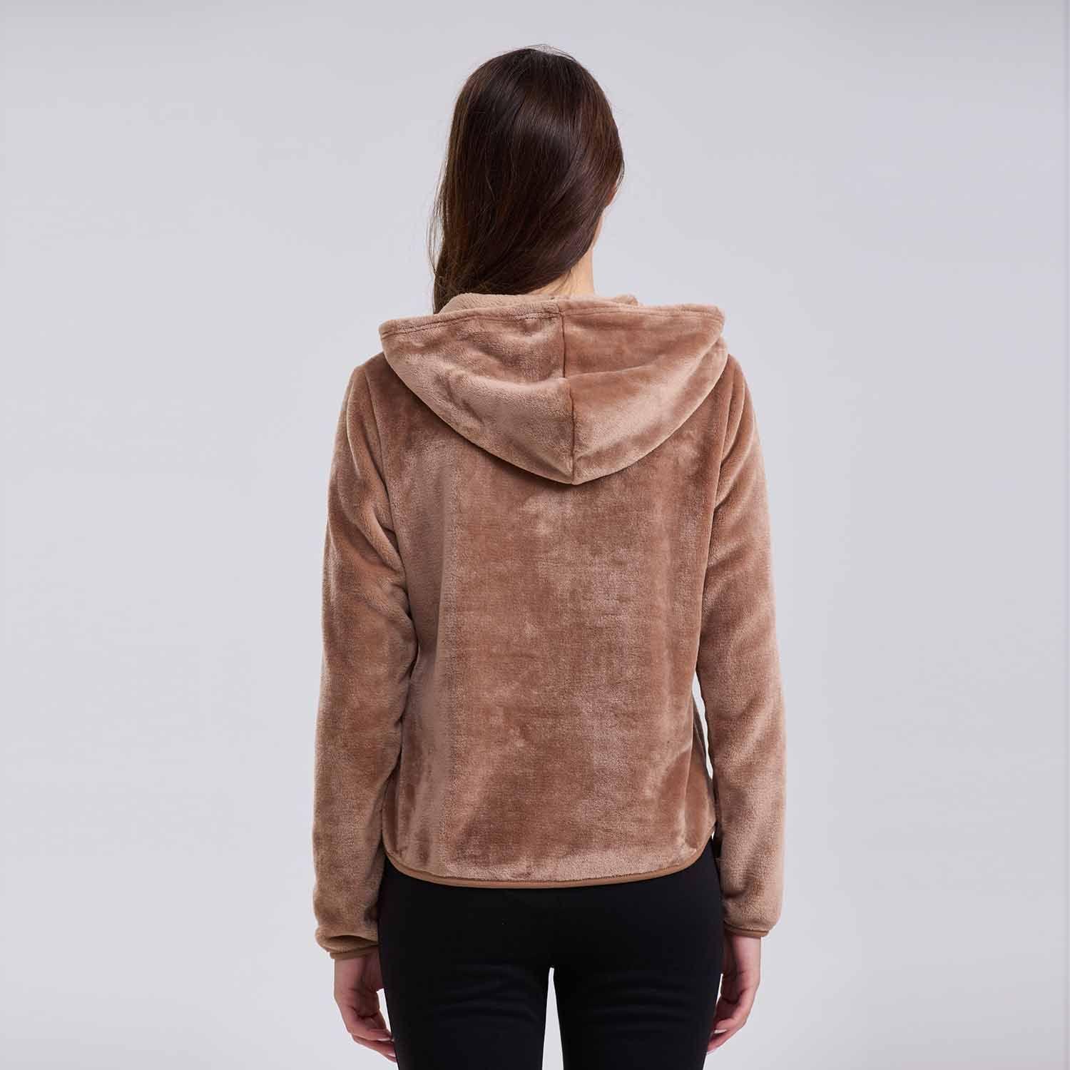 Polar Mujer Peludo Con Bolsillo Chocolate-2