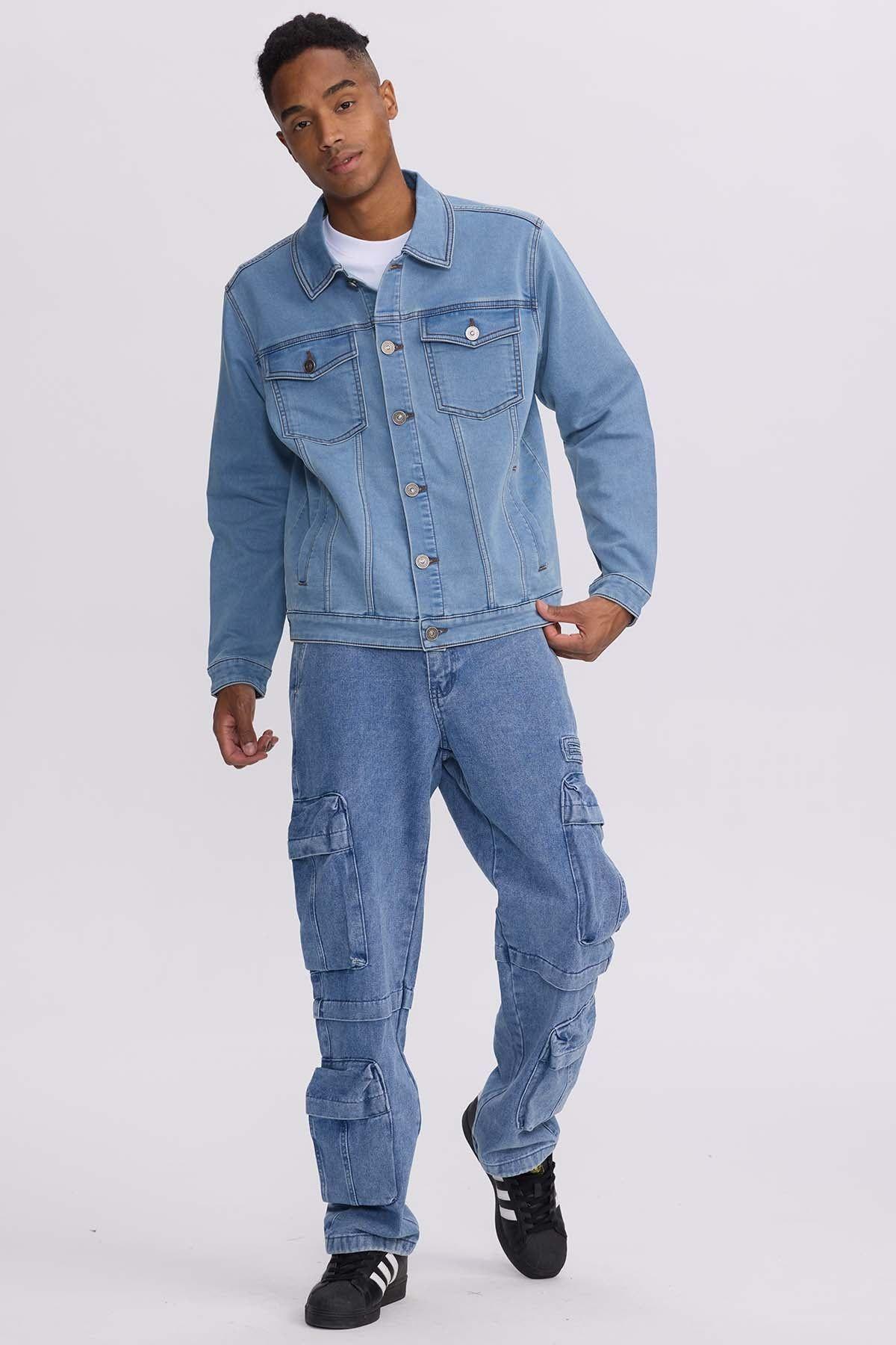 Chaqueta Hombre Denim Clásico Azul Retro-3