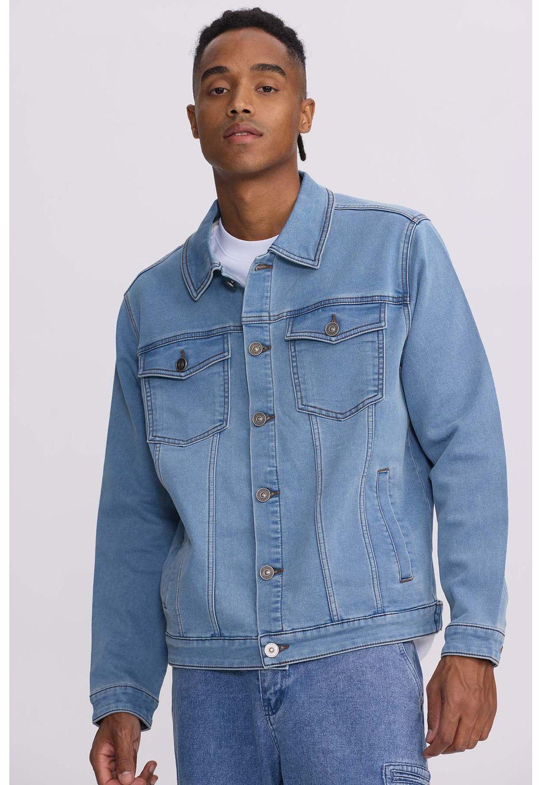 Chaqueta Hombre Denim Clásico Azul Retro-0